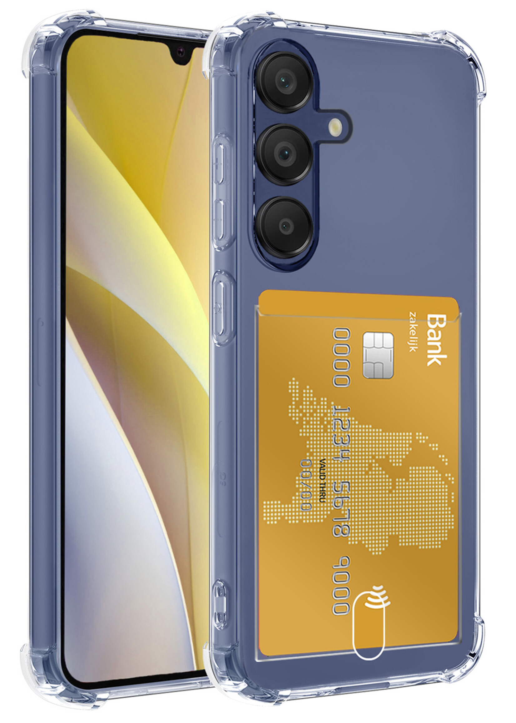 LUQ Hoesje Geschikt voor Samsung A15 Hoesje Case Pashouder Cover Siliconen - Hoes Geschikt voor Samsung Galaxy A15 Hoesje Met Kaarthouder - Transparant