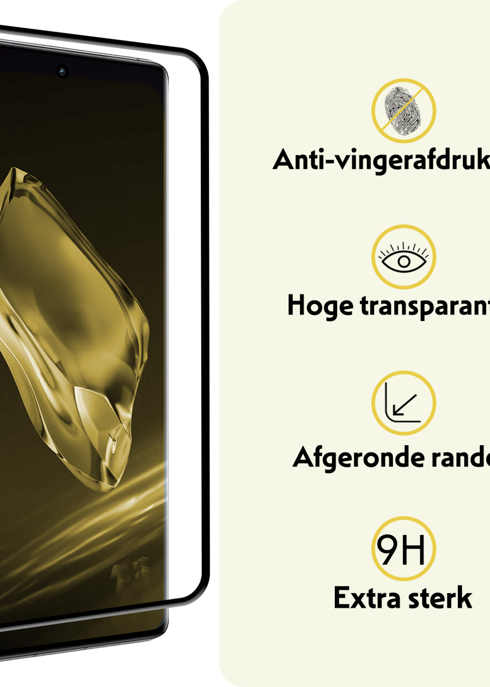 LUQ Screenprotector Geschikt voor OnePlus 12 Screenprotector Glas Full Cover - Screenprotector Geschikt voor OnePlus 12 Screenprotector Full Cover - 3 Stuks