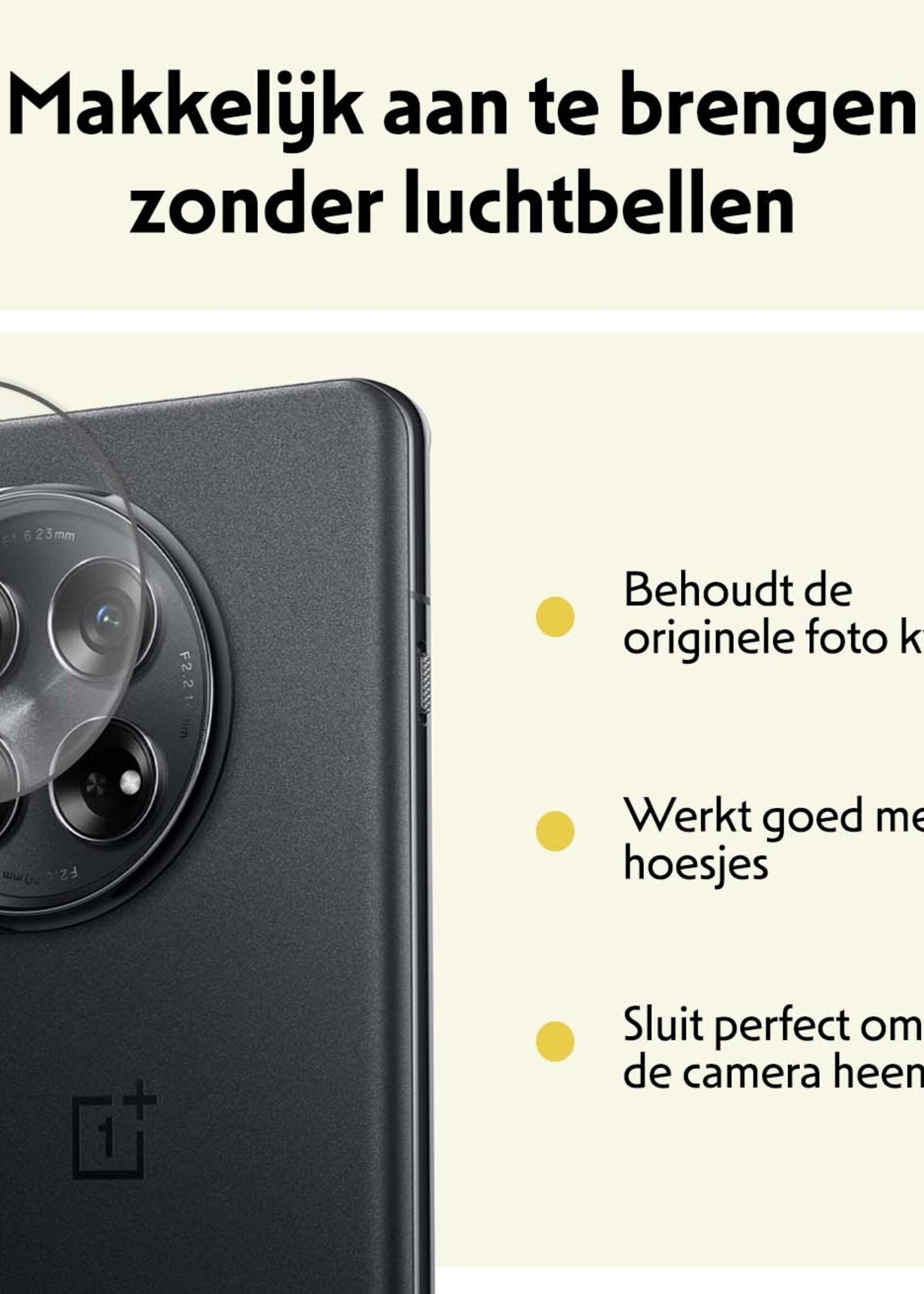 LUQ Screenprotector Geschikt voor OnePlus 12 Camera Screenprotector Tempered Glass - Screenprotector Geschikt voor OnePlus 12 Screenprotector Camera Screenprotector - 3 Stuks