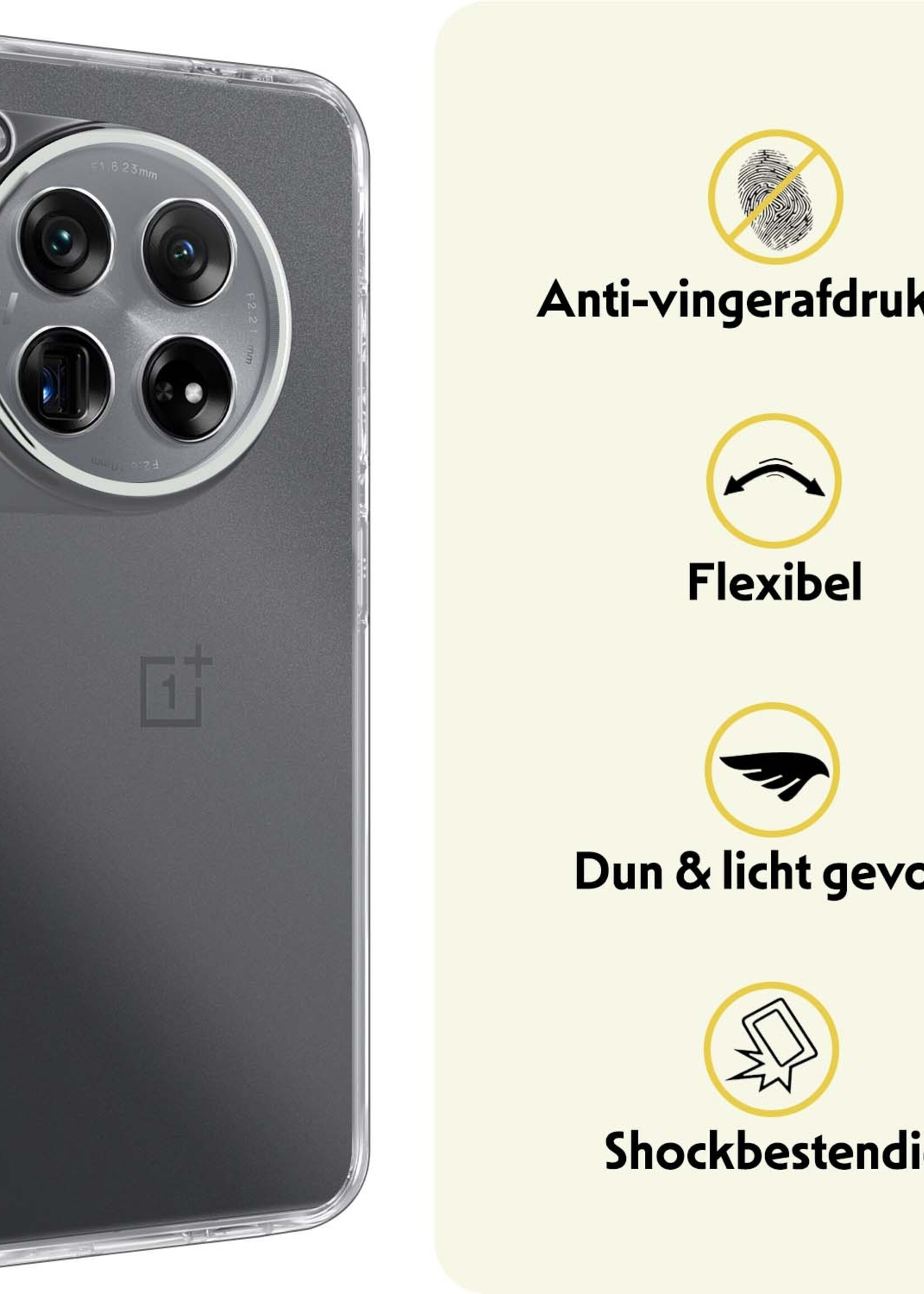 LUQ Hoesje Geschikt voor OnePlus 12 Hoesje Siliconen Case - Hoes Geschikt voor OnePlus 12 Hoes Siliconen - Transparant - 2 Stuks