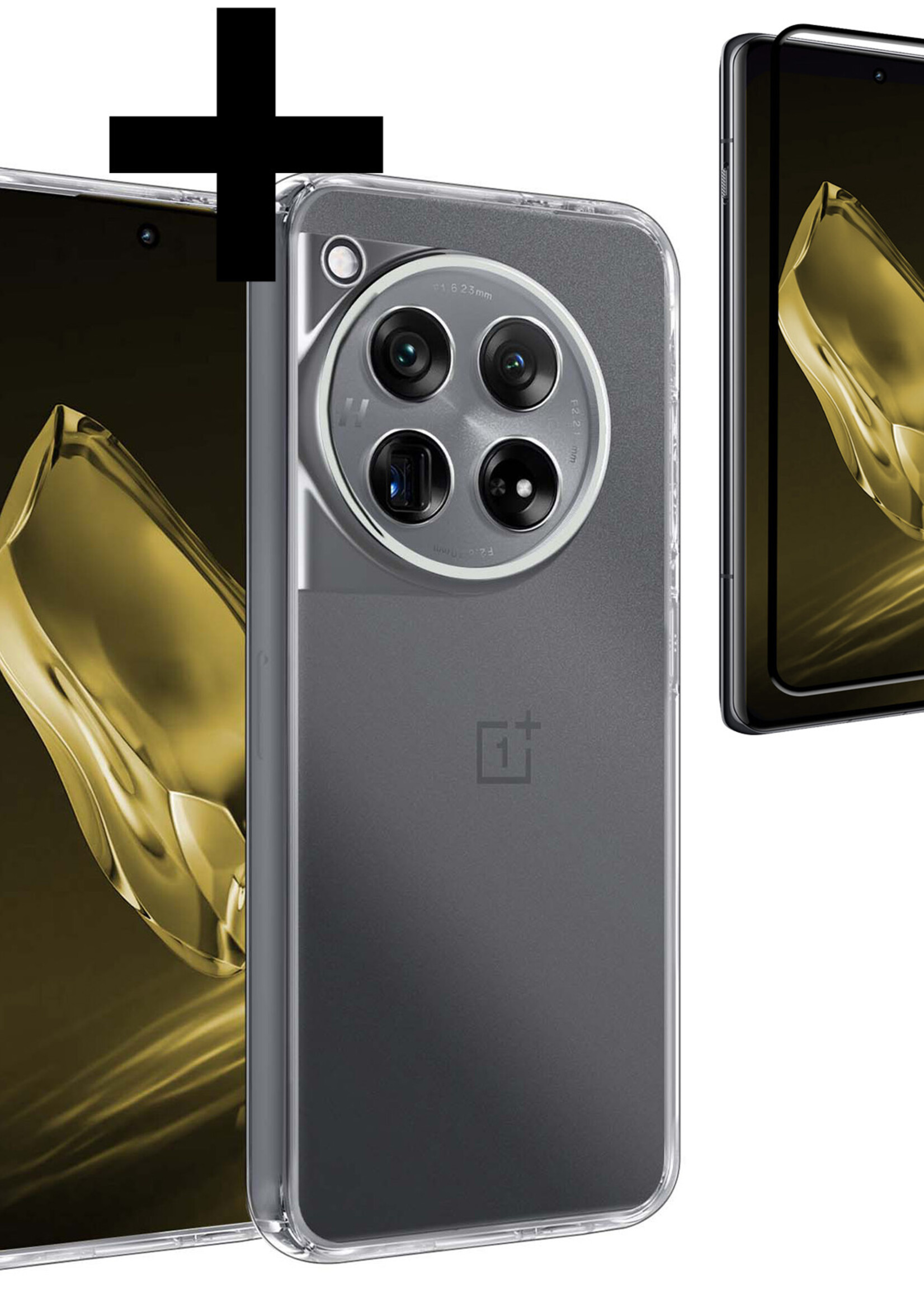 LUQ Hoesje Geschikt voor OnePlus 12 Hoesje Siliconen Case Met Screenprotector - Hoes Geschikt voor OnePlus 12 Hoes Siliconen - Transparant