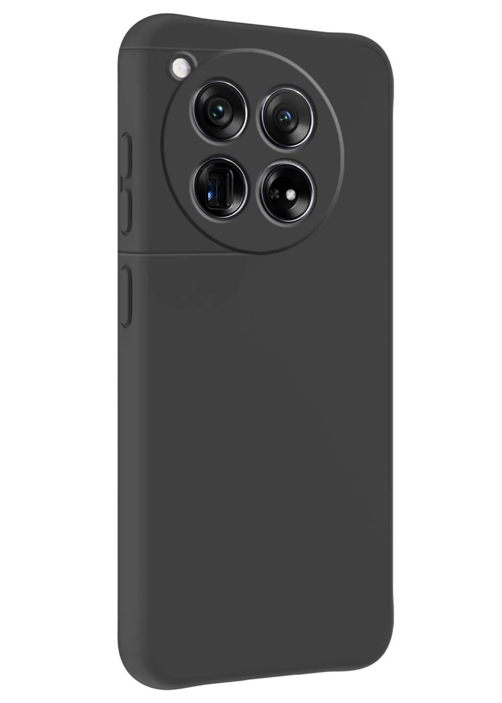 LUQ Hoesje Geschikt voor OnePlus 12 Hoesje Siliconen Case Met Screenprotector - Hoes Geschikt voor OnePlus 12 Hoes Siliconen - Zwart
