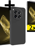 LUQ LUQ OnePlus 12 Hoesje Siliconen Met 2x Screenprotector - Zwart