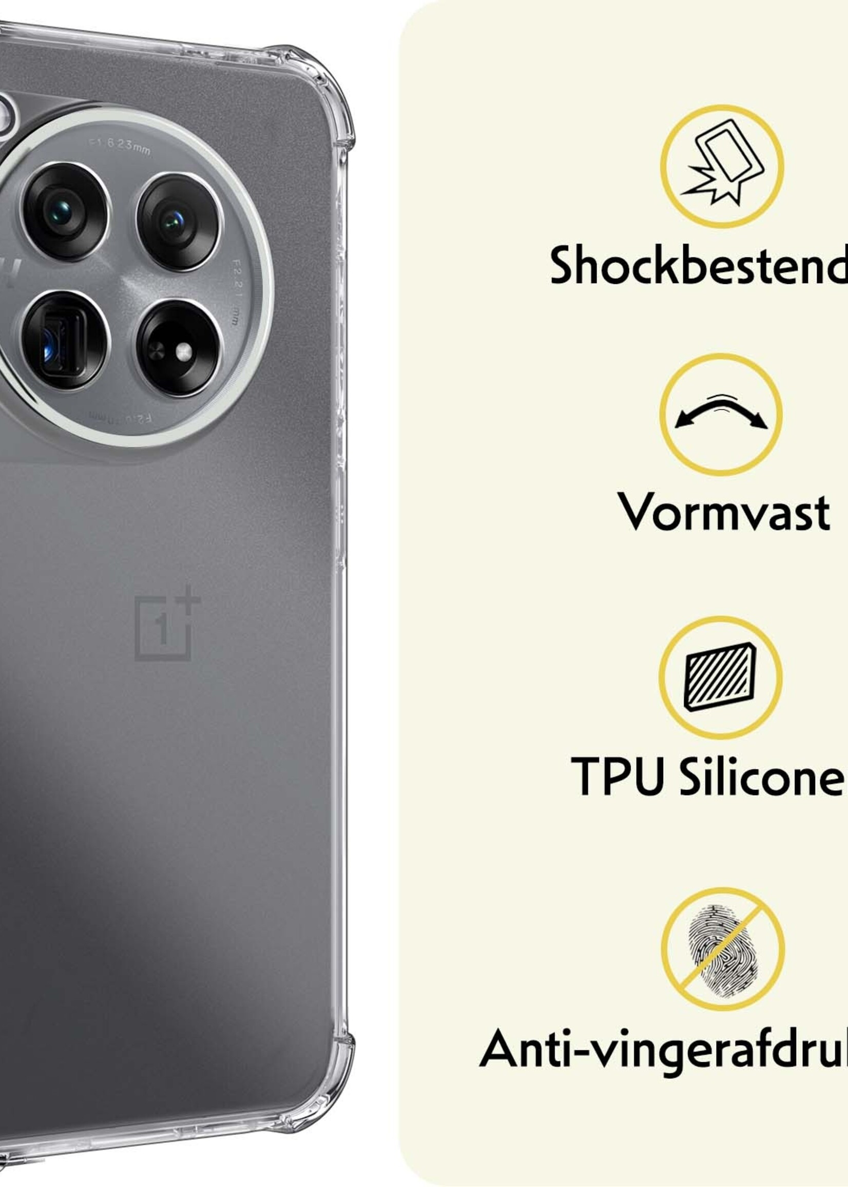 LUQ Hoesje Geschikt voor OnePlus 12 Hoesje Shockproof Case Siliconen - Hoes Geschikt voor OnePlus 12 Hoes Cover Siliconen - Transparant