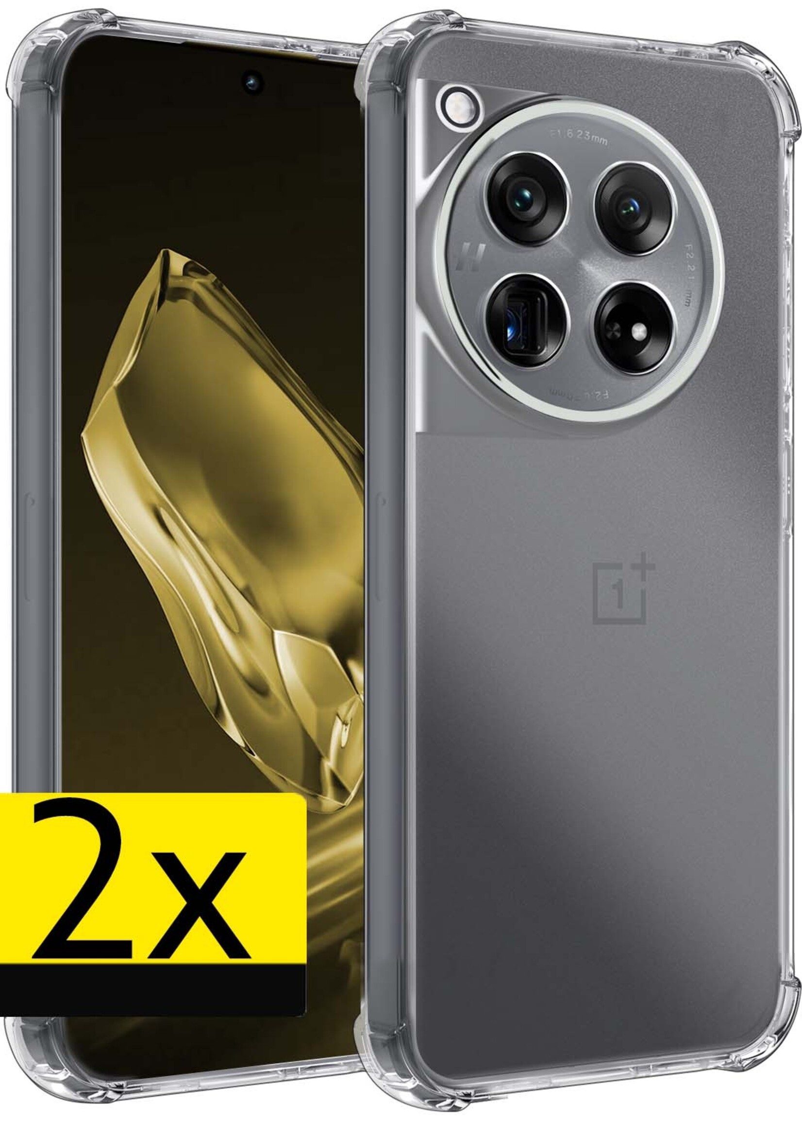 LUQ Hoesje Geschikt voor OnePlus 12 Hoesje Shockproof Case Siliconen - Hoes Geschikt voor OnePlus 12 Hoes Cover Siliconen - Transparant - 2 Stuks