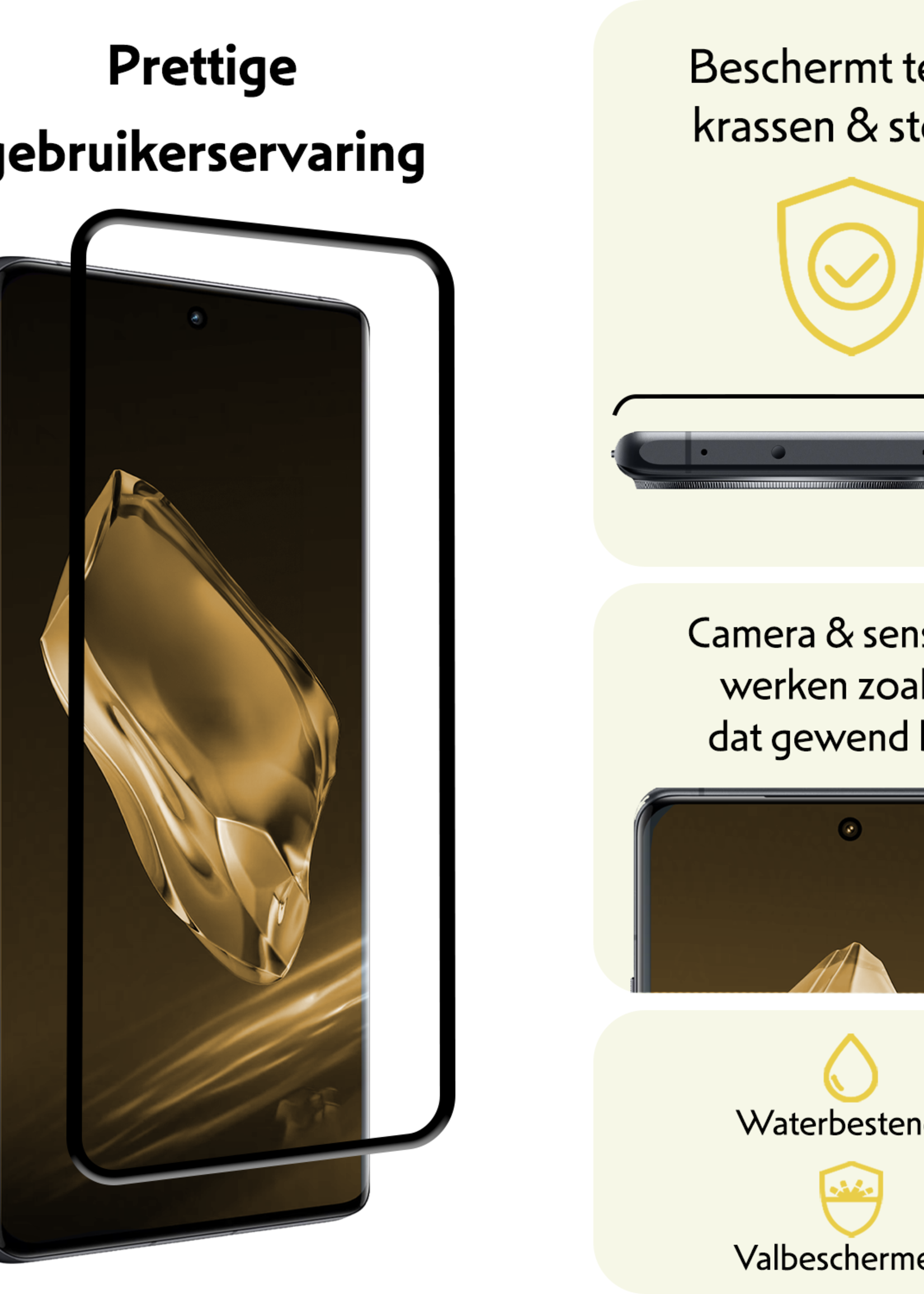 LUQ Screenprotector Geschikt voor OnePlus 12R Screenprotector Glas Full Cover - Screenprotector Geschikt voor OnePlus 12R Screenprotector Full Cover