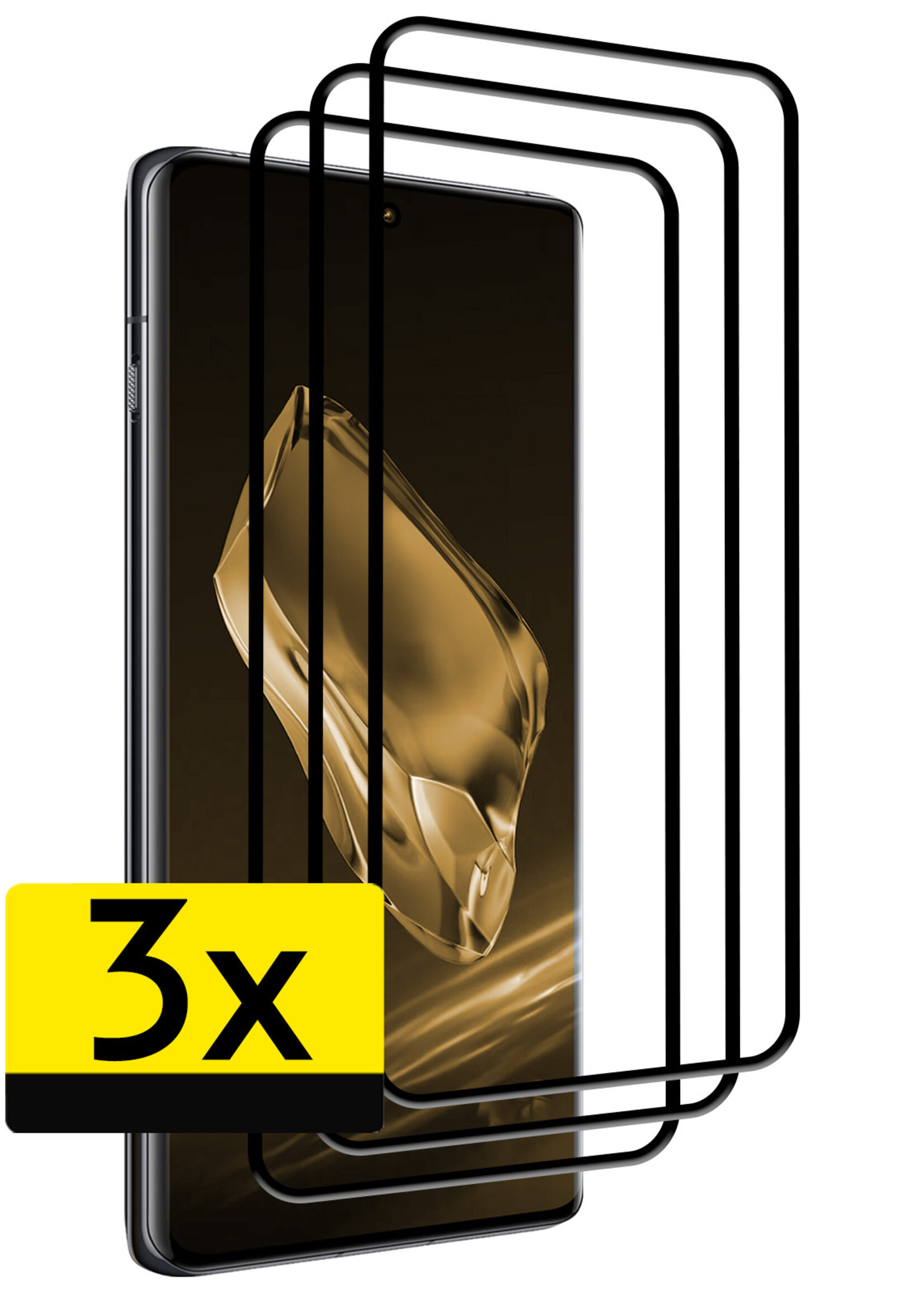 LUQ Screenprotector Geschikt voor OnePlus 12R Screenprotector Glas Full Cover - Screenprotector Geschikt voor OnePlus 12R Screenprotector Full Cover - 3 Stuks