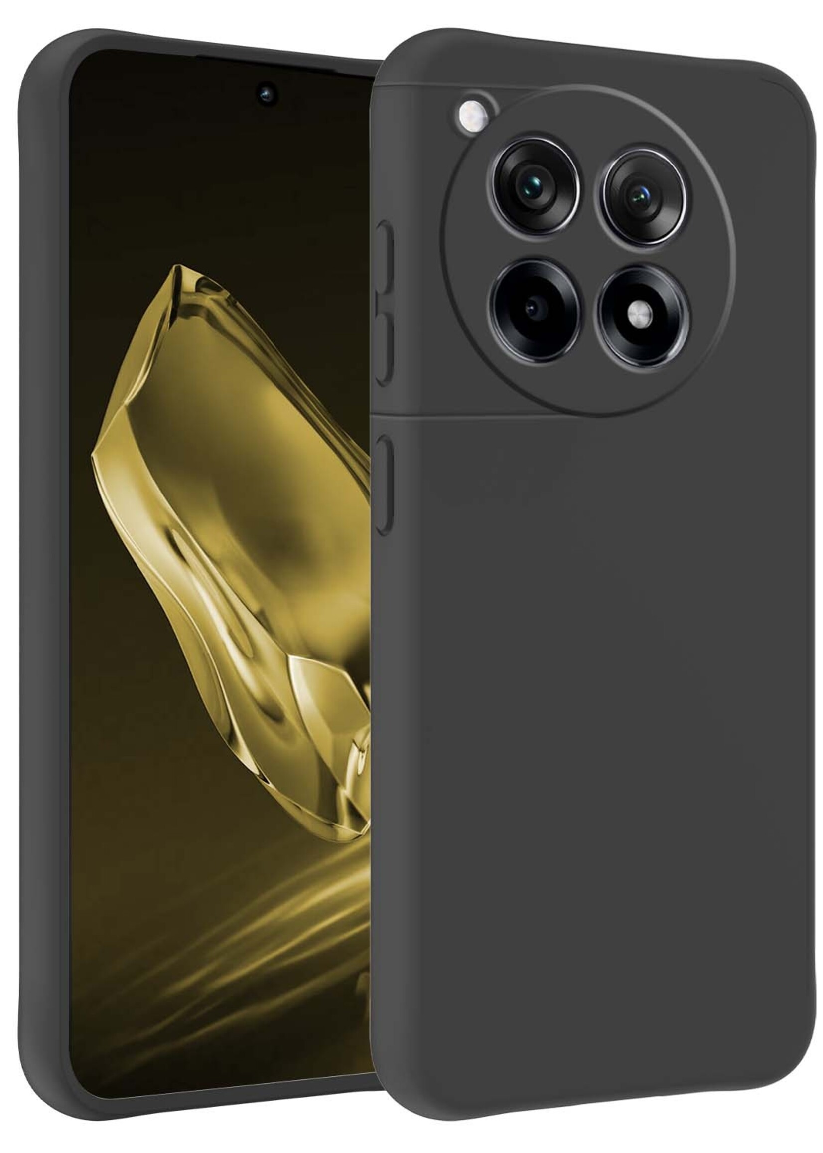 LUQ Hoesje Geschikt voor OnePlus 12R Hoesje Siliconen Case - Hoes Geschikt voor OnePlus 12R Hoes Siliconen - Zwart