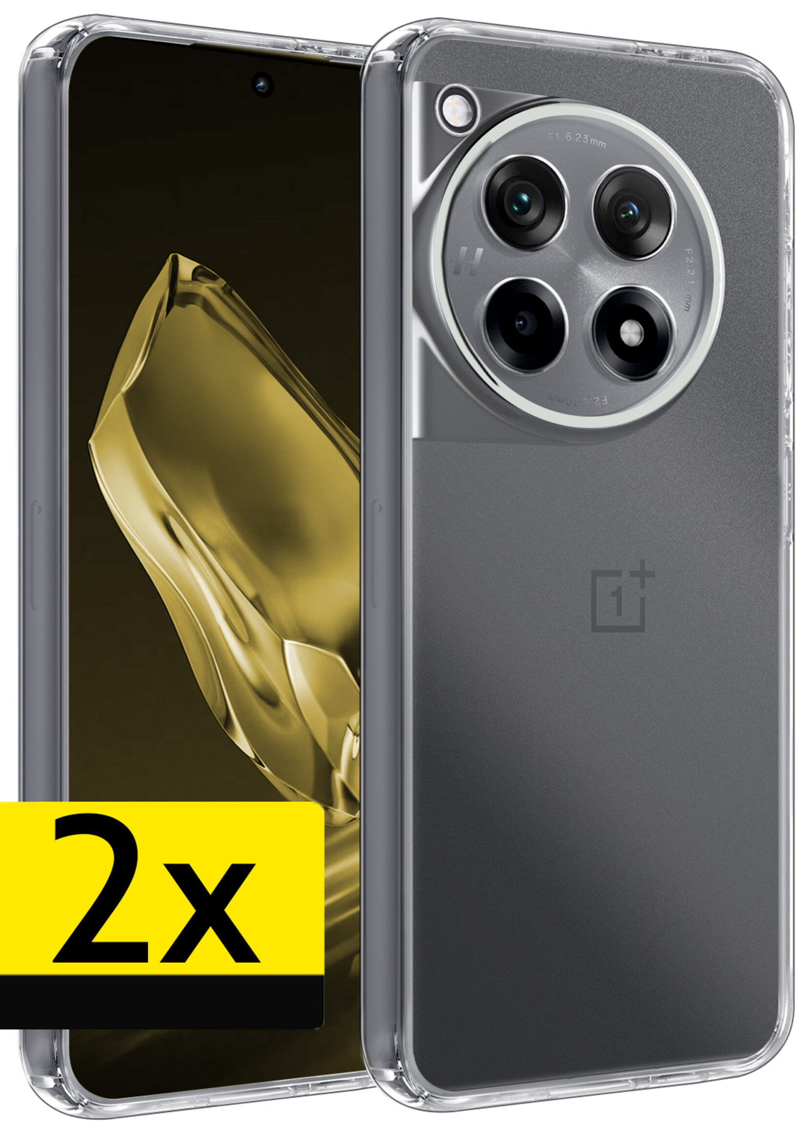 LUQ Hoesje Geschikt voor OnePlus 12R Hoesje Siliconen Case - Hoes Geschikt voor OnePlus 12R Hoes Siliconen - Transparant - 2 Stuks