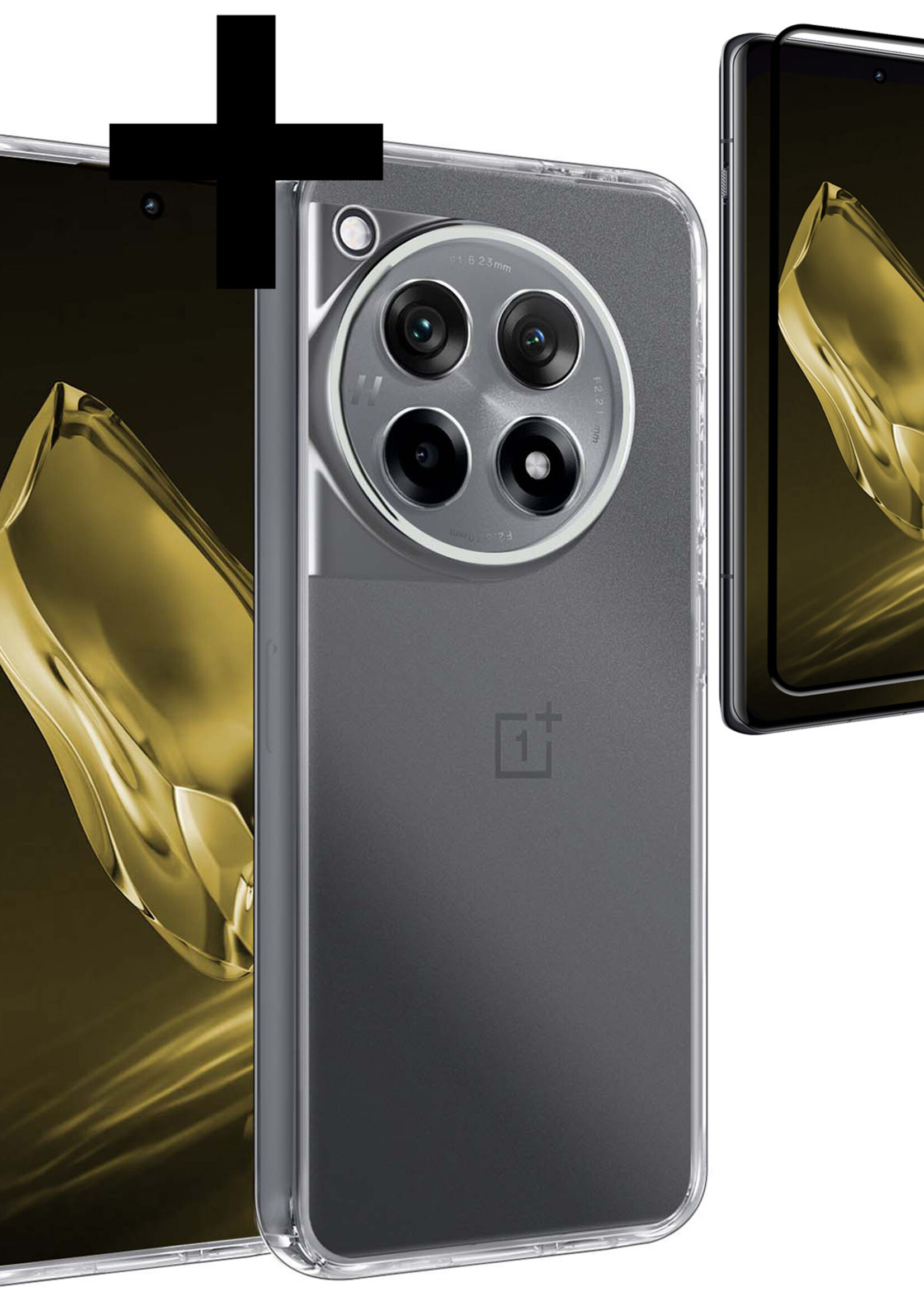 LUQ Hoesje Geschikt voor OnePlus 12R Hoesje Siliconen Case Met Screenprotector - Hoes Geschikt voor OnePlus 12R Hoes Siliconen - Transparant