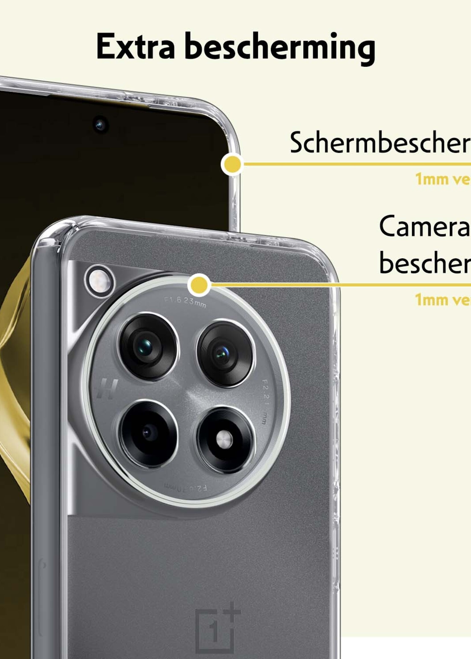 LUQ Hoesje Geschikt voor OnePlus 12R Hoesje Siliconen Case Met Screenprotector - Hoes Geschikt voor OnePlus 12R Hoes Siliconen - Transparant