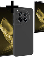 LUQ LUQ OnePlus 12R Hoesje Siliconen Met Screenprotector - Zwart