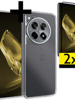 LUQ LUQ OnePlus 12R Hoesje Siliconen Met 2x Screenprotector - Transparant