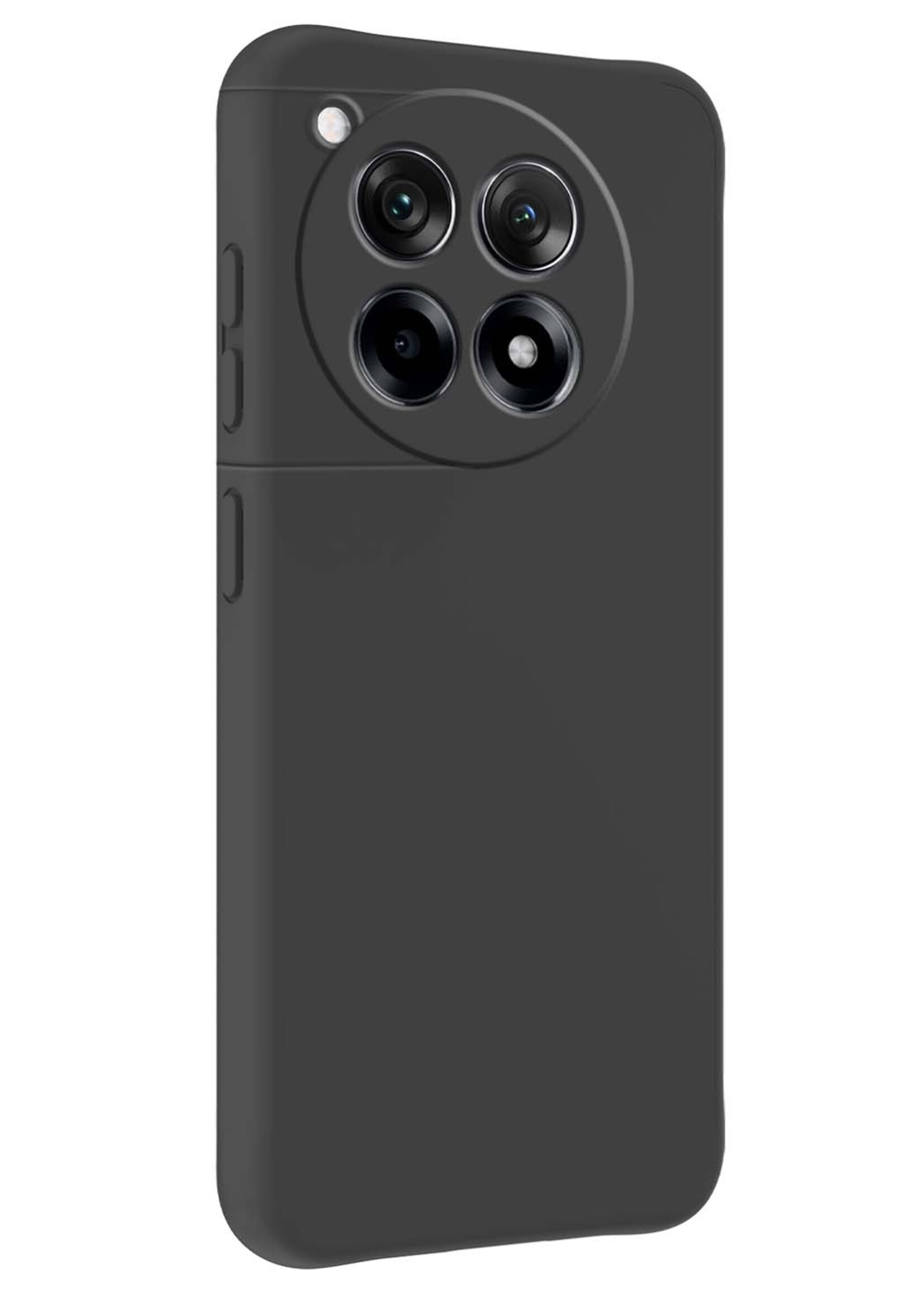 LUQ Hoesje Geschikt voor OnePlus 12R Hoesje Siliconen Case Met 2x Screenprotector - Hoes Geschikt voor OnePlus 12R Hoes Siliconen - Zwart