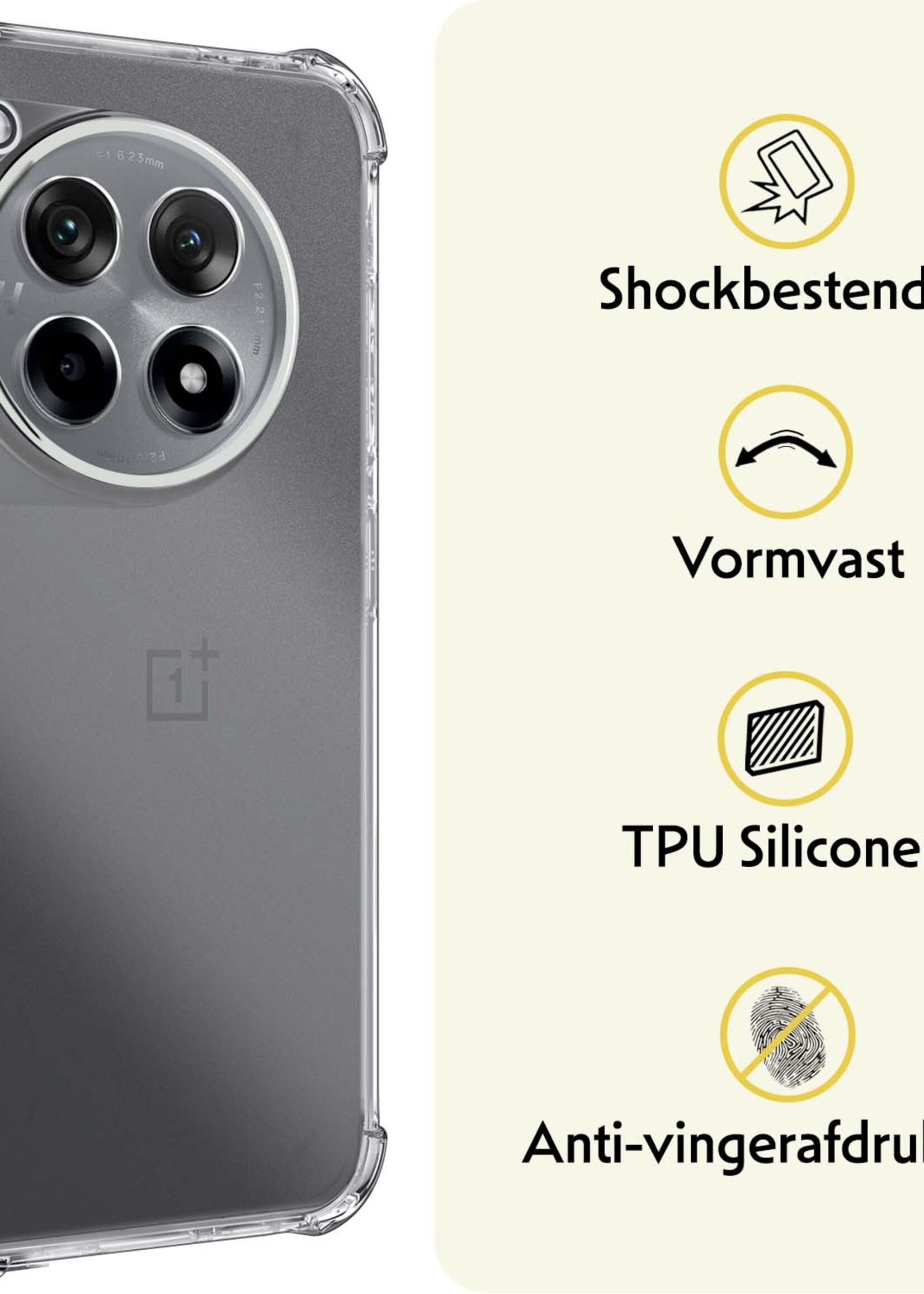 LUQ Hoesje Geschikt voor OnePlus 12R Hoesje Shockproof Case Siliconen - Hoes Geschikt voor OnePlus 12R Hoes Cover Siliconen - Transparant