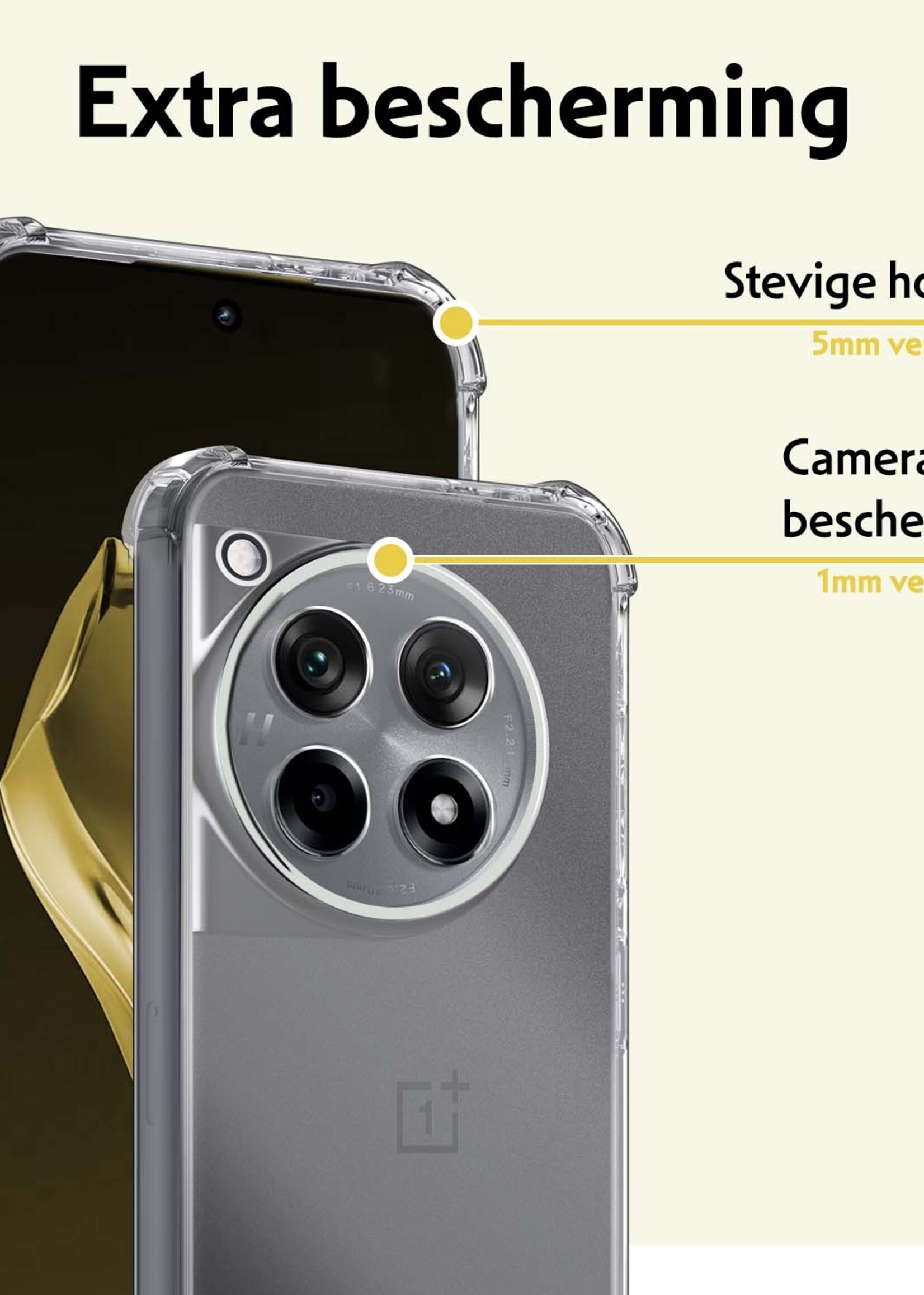 LUQ Hoesje Geschikt voor OnePlus 12R Hoesje Shockproof Case Siliconen - Hoes Geschikt voor OnePlus 12R Hoes Cover Siliconen - Transparant