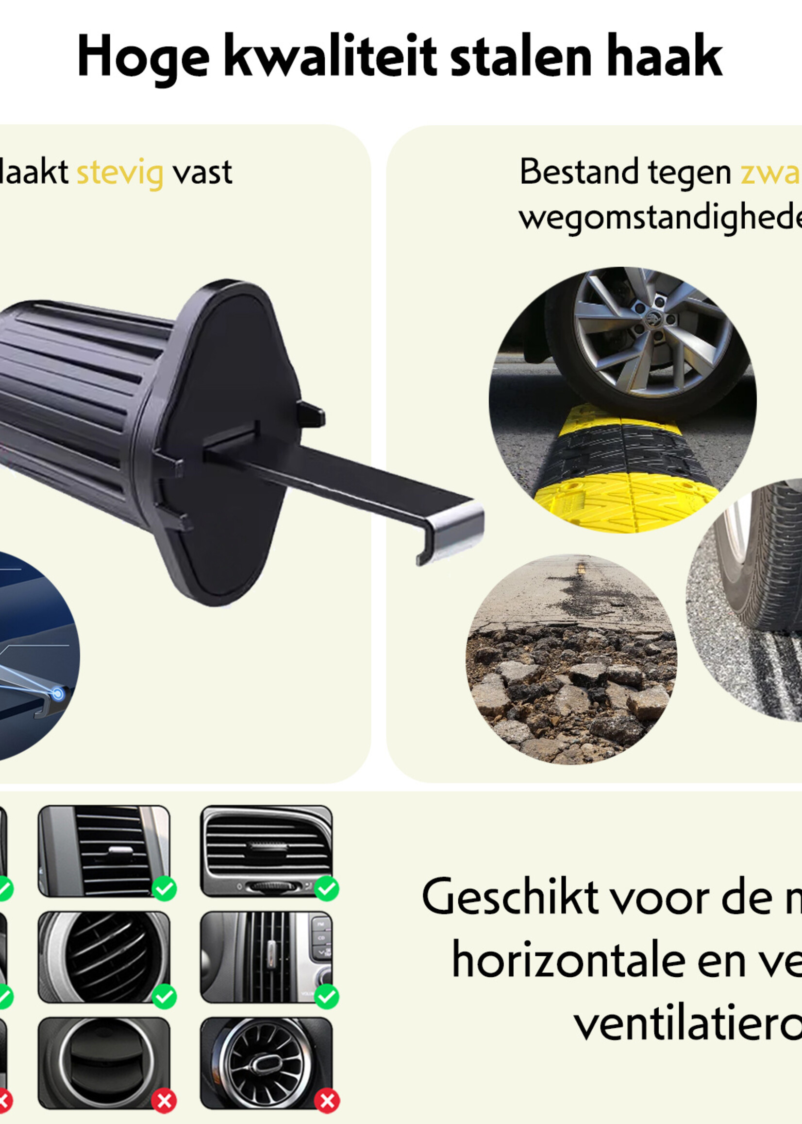 LUQ Telefoonhouders Auto Ventilatie Rooster Universeel Telefoonhouder Auto Draaibaar - Auto Telefoonhouder Verstelbaar Auto Accessoires - Zwart