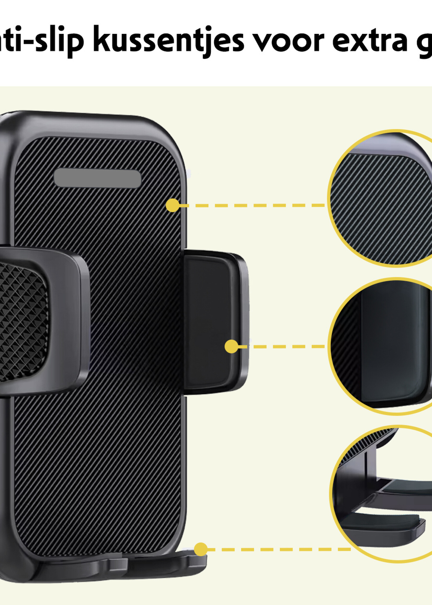 LUQ Telefoonhouders Auto Ventilatie Rooster Universeel Telefoonhouder Auto Draaibaar - Auto Telefoonhouder Verstelbaar Auto Accessoires - Zwart