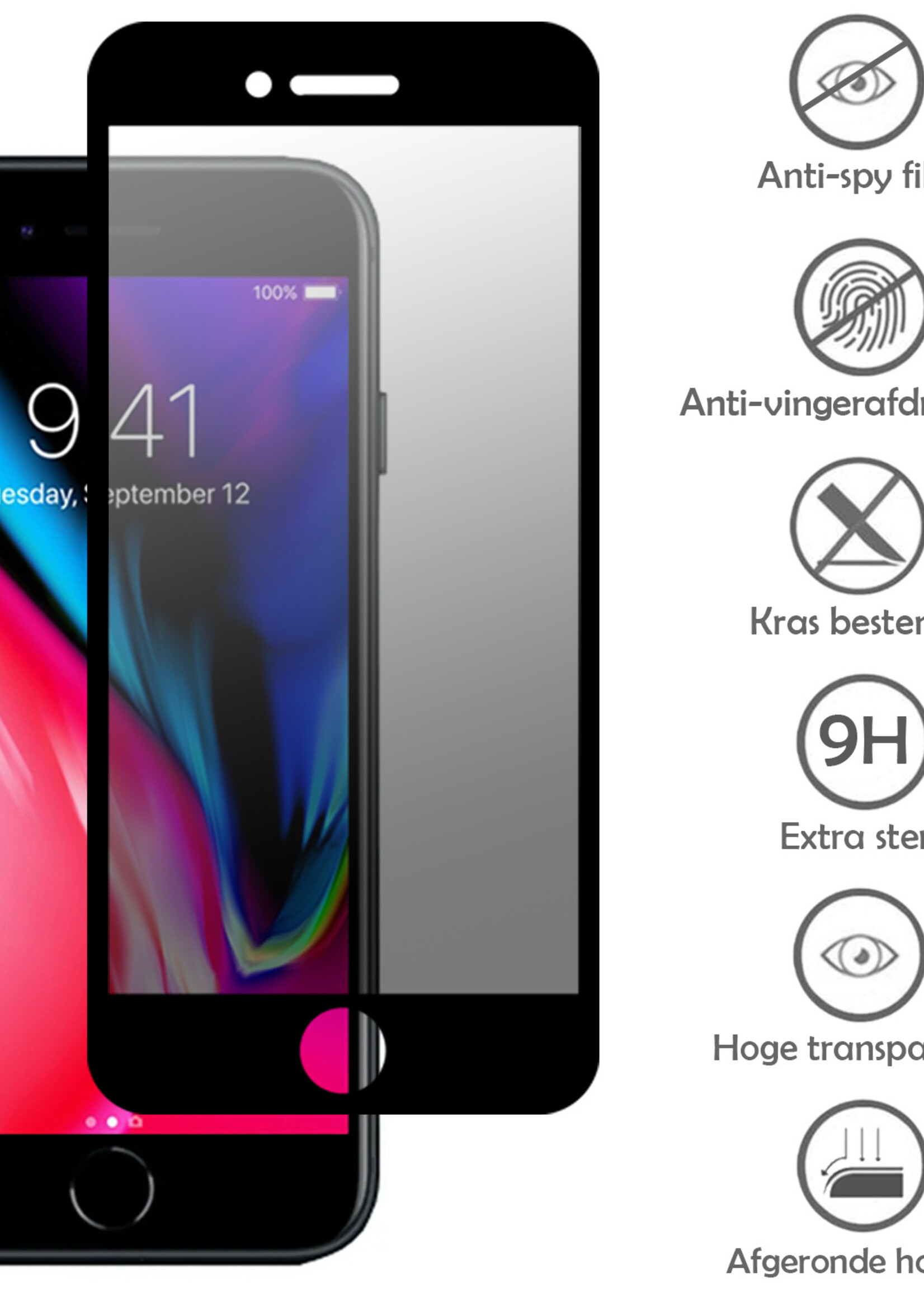 LUQ Screenprotector Geschikt voor iPhone 6s Privacy Screenprotector Bescherm Glas - Privacy Screenprotector Geschikt voor iPhone 6s Screenprotector Glas - 2 Stuks