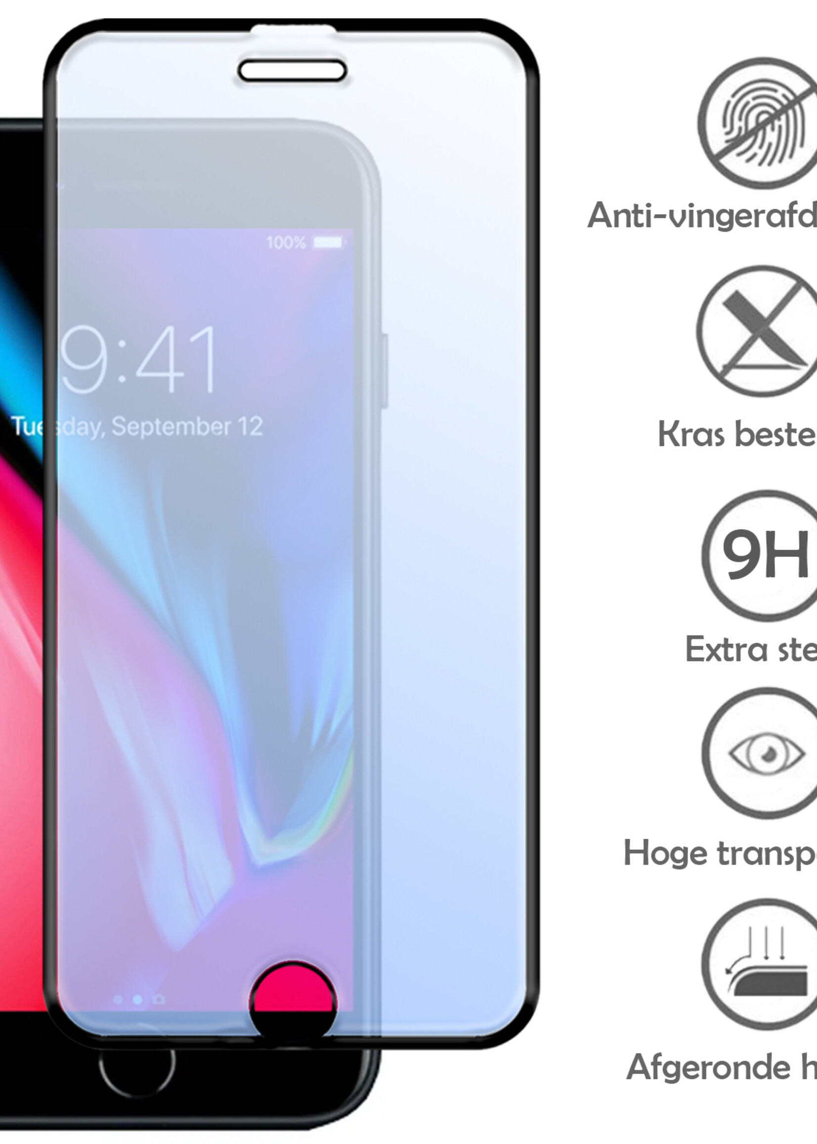LUQ Screenprotector Geschikt voor iPhone 6s Plus Screenprotector Glas Full Cover - Screenprotector Geschikt voor iPhone 6s Plus Screenprotector Full Cover