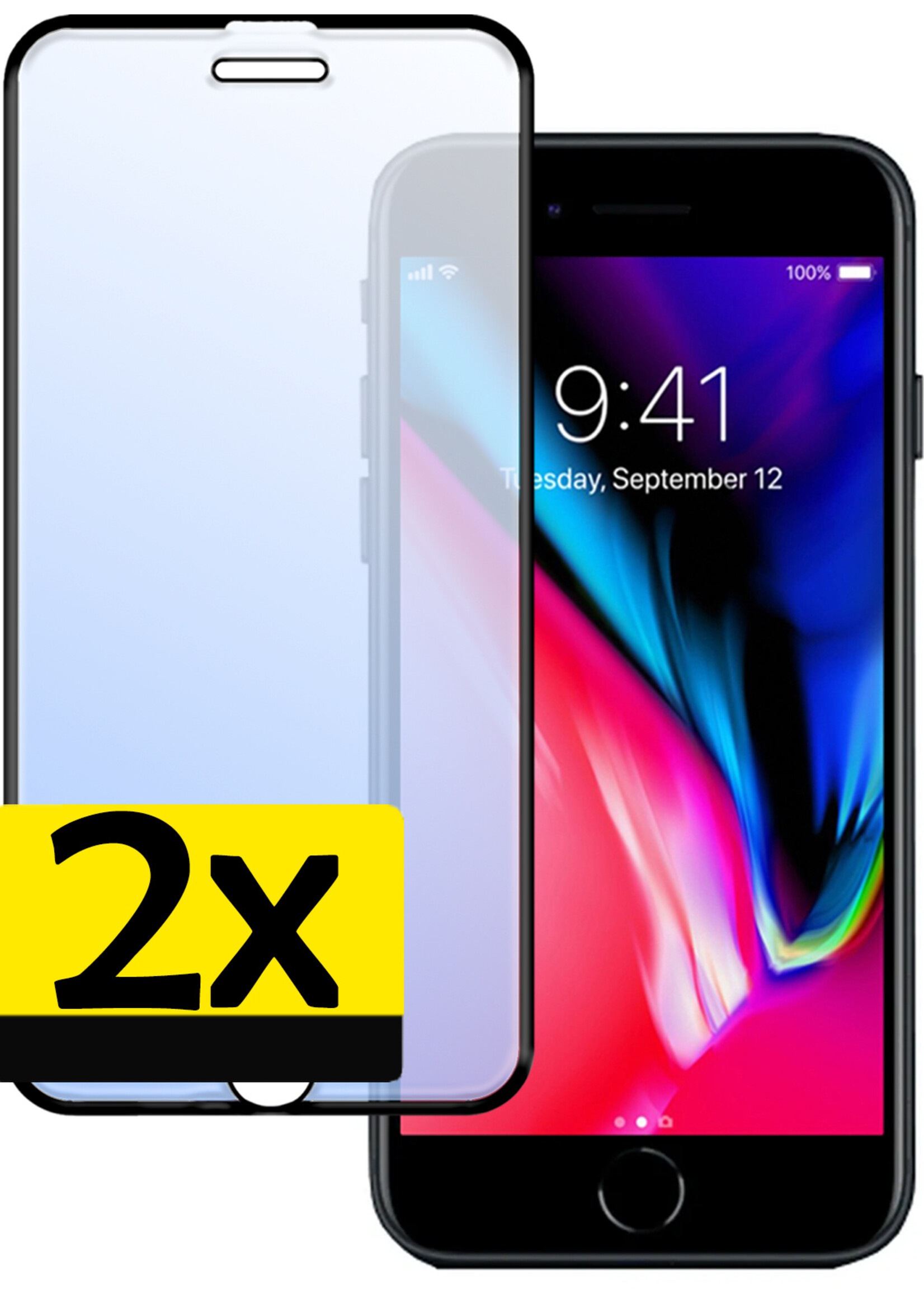 LUQ Screenprotector Geschikt voor iPhone 7 Plus Screenprotector Glas Full Cover - Screenprotector Geschikt voor iPhone 7 Plus Screenprotector Full Cover - 2 Stuks