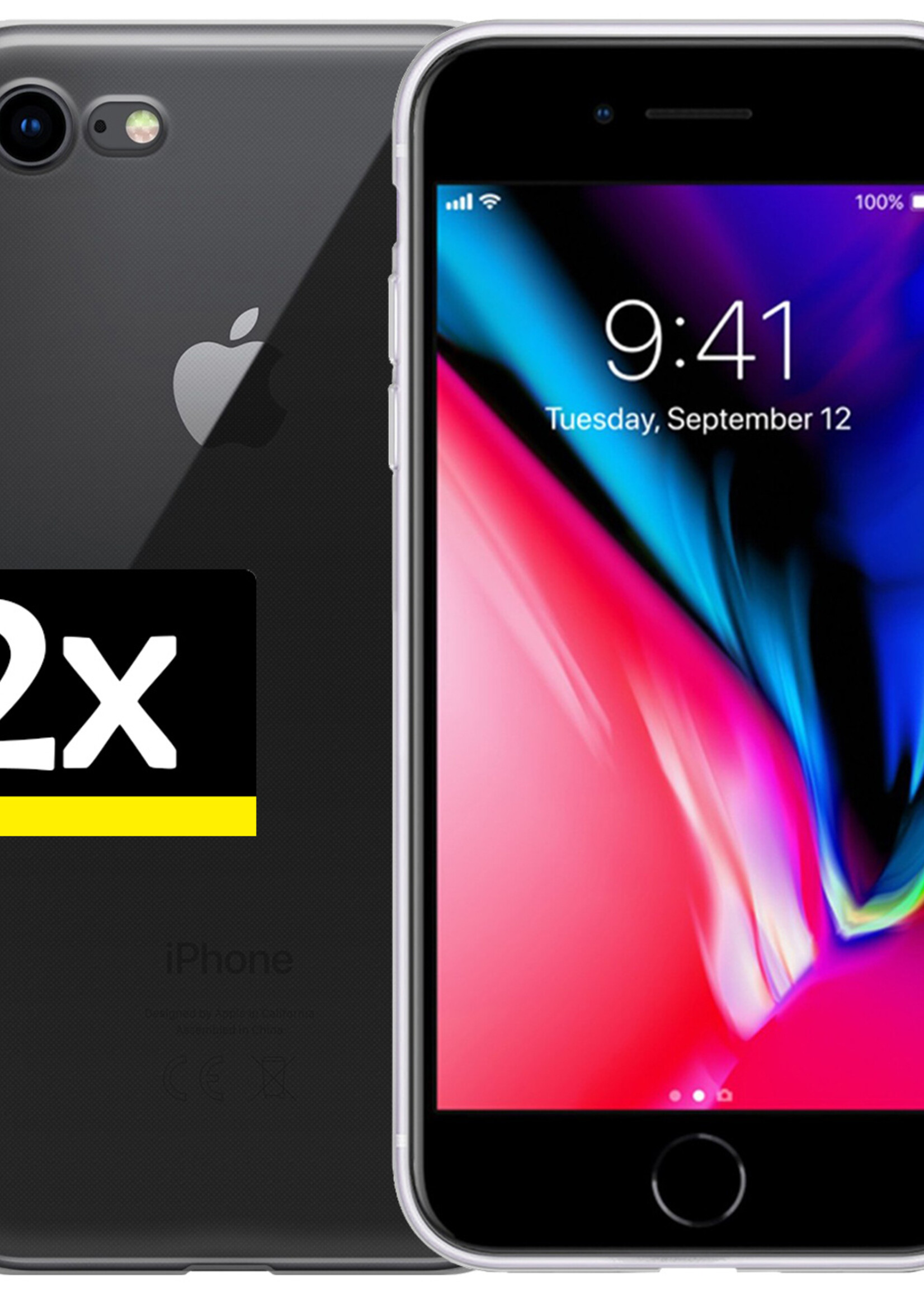 LUQ Hoesje Geschikt voor iPhone 7 Plus Hoesje Siliconen Case - Hoes Geschikt voor iPhone 7 Plus Hoes Siliconen - Transparant - 2 Stuks