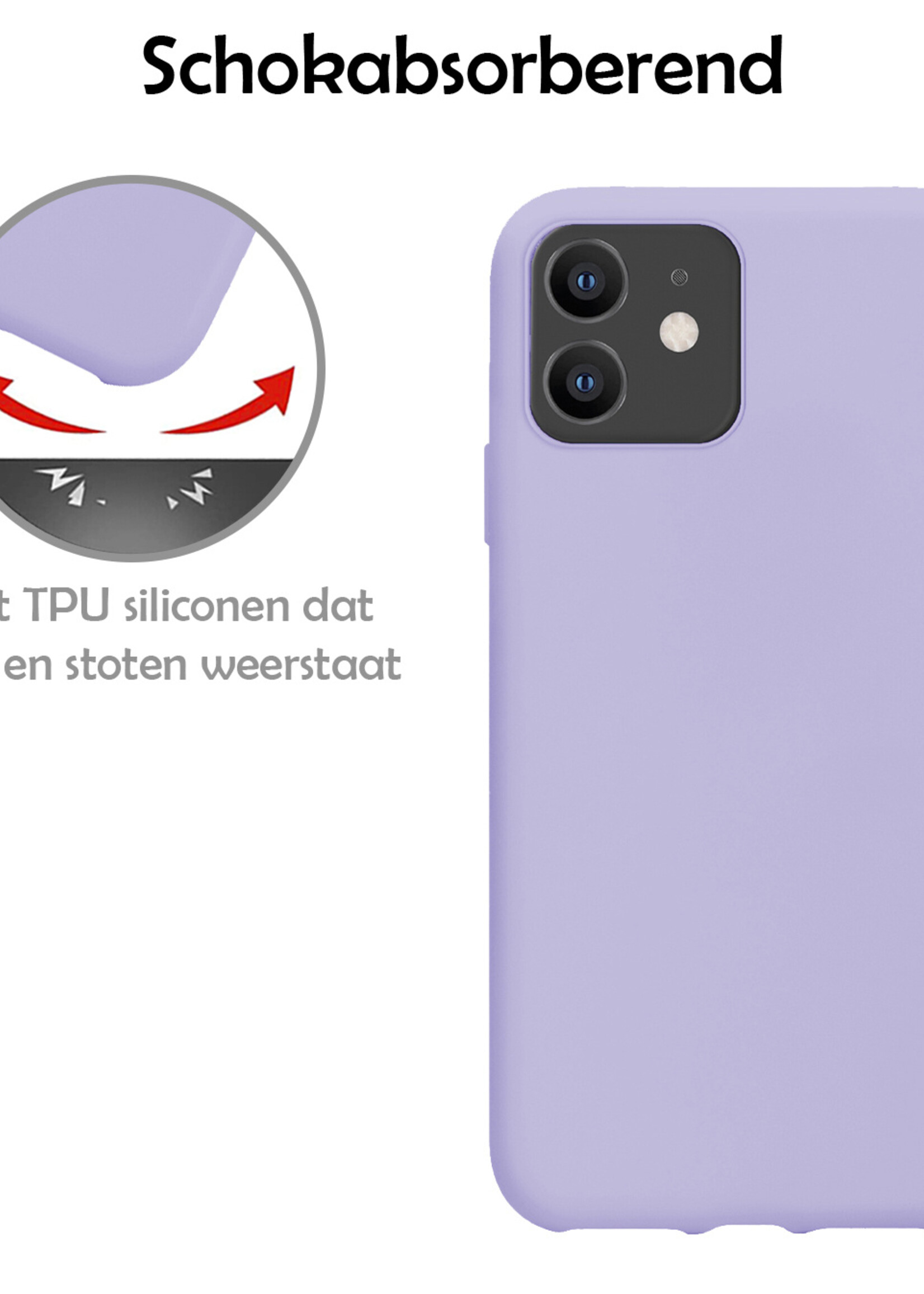 LUQ Hoesje Geschikt voor iPhone 11 Hoesje Siliconen Case - Hoes Geschikt voor iPhone 11 Hoes Siliconen - Lila
