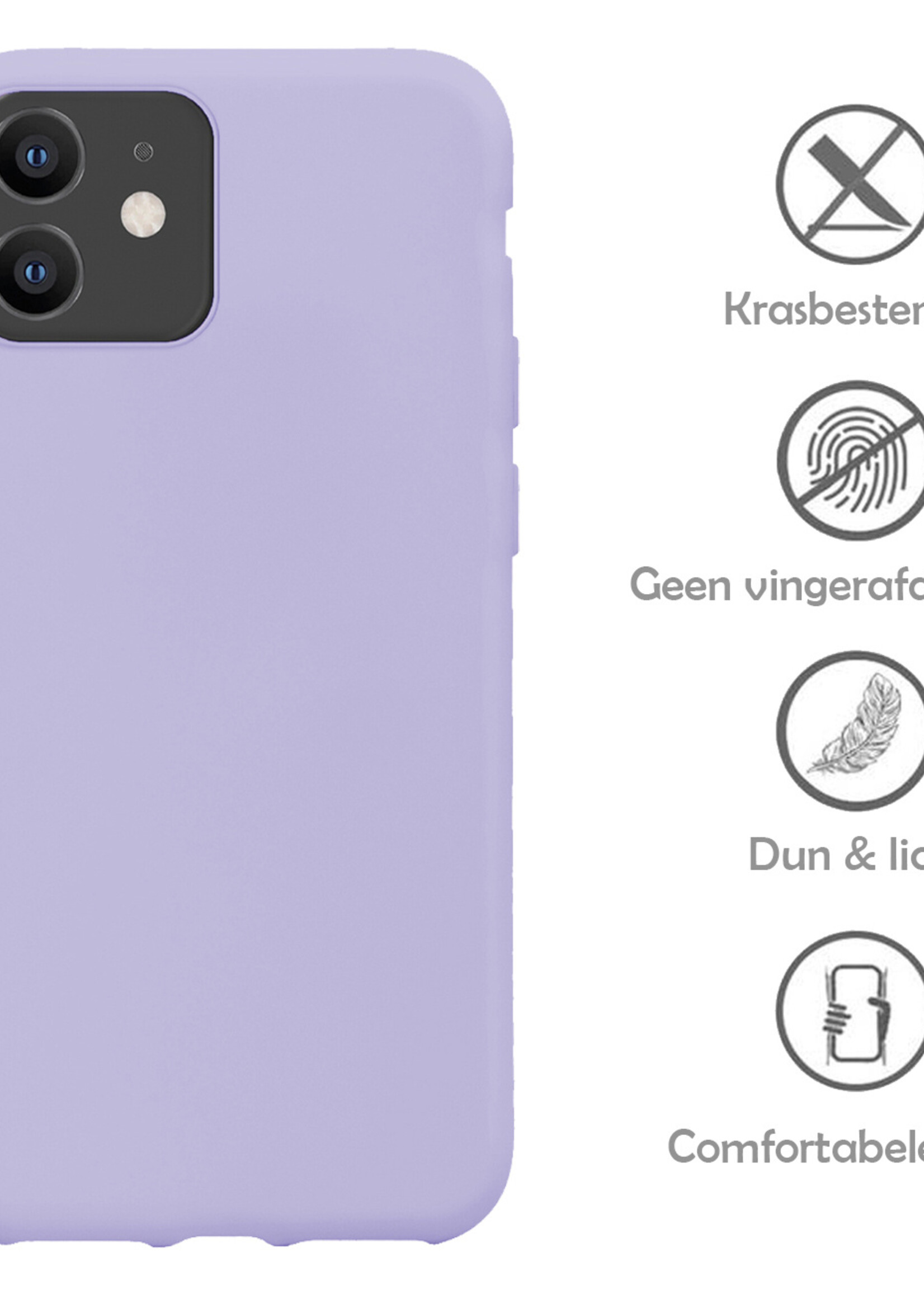 LUQ Hoesje Geschikt voor iPhone 11 Hoesje Siliconen Case - Hoes Geschikt voor iPhone 11 Hoes Siliconen - Lila - 2 Stuks