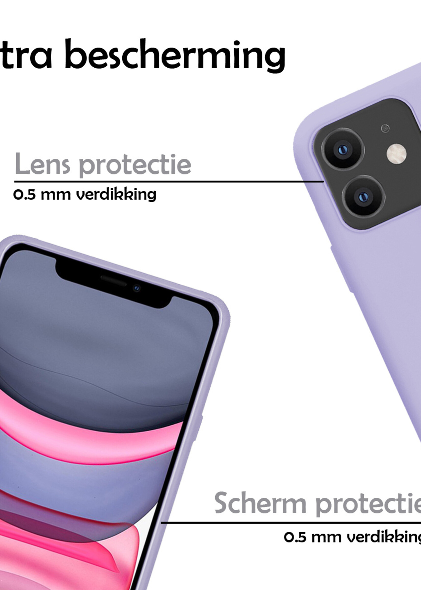 LUQ Hoesje Geschikt voor iPhone 11 Pro Hoesje Siliconen Case - Hoes Geschikt voor iPhone 11 Pro Hoes Siliconen - Lila - 2 Stuks