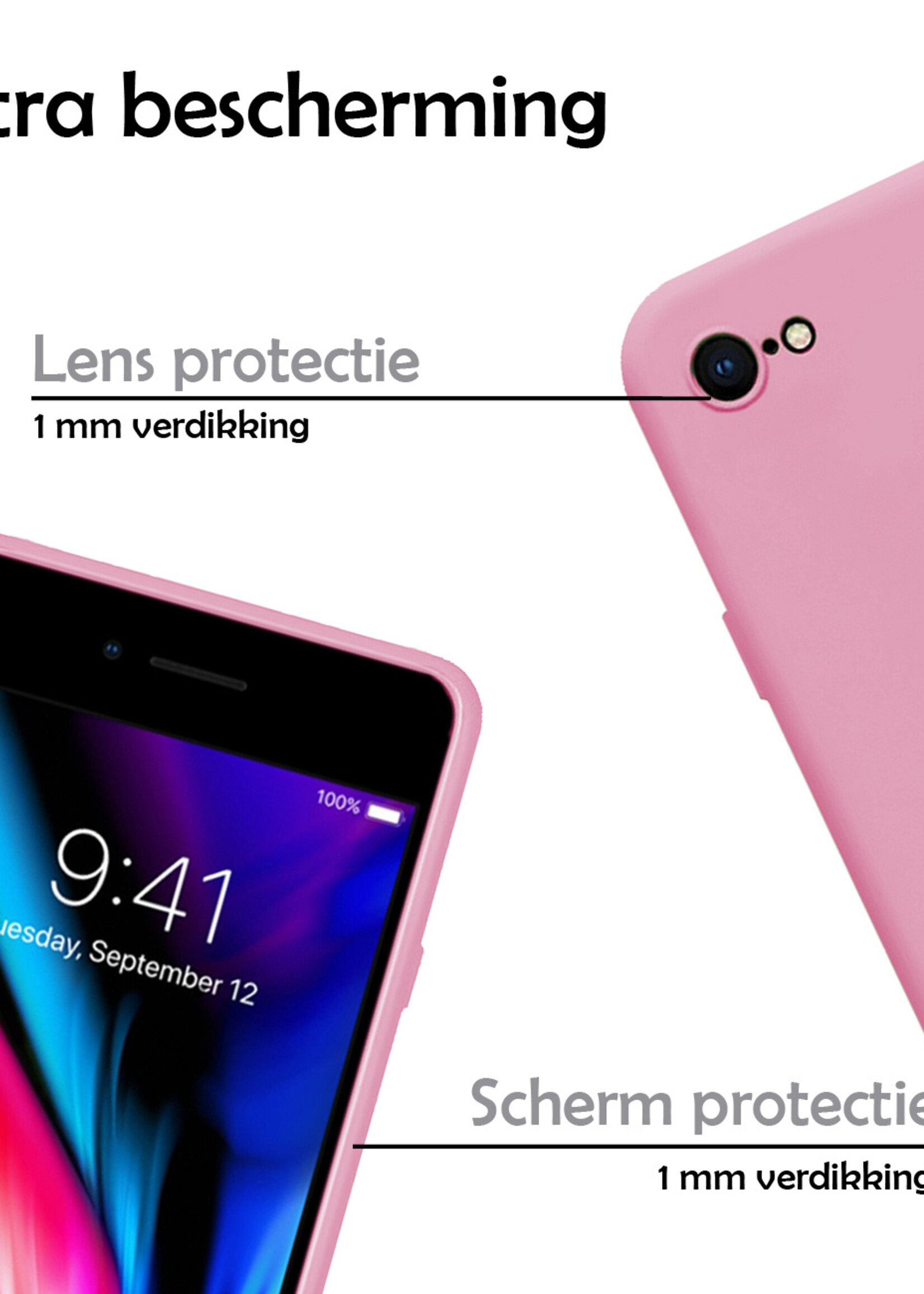 LUQ Hoesje Geschikt voor iPhone SE 2022 Hoesje Siliconen Case - Hoes Geschikt voor iPhone SE (2022) Hoes Siliconen - Donkerroze