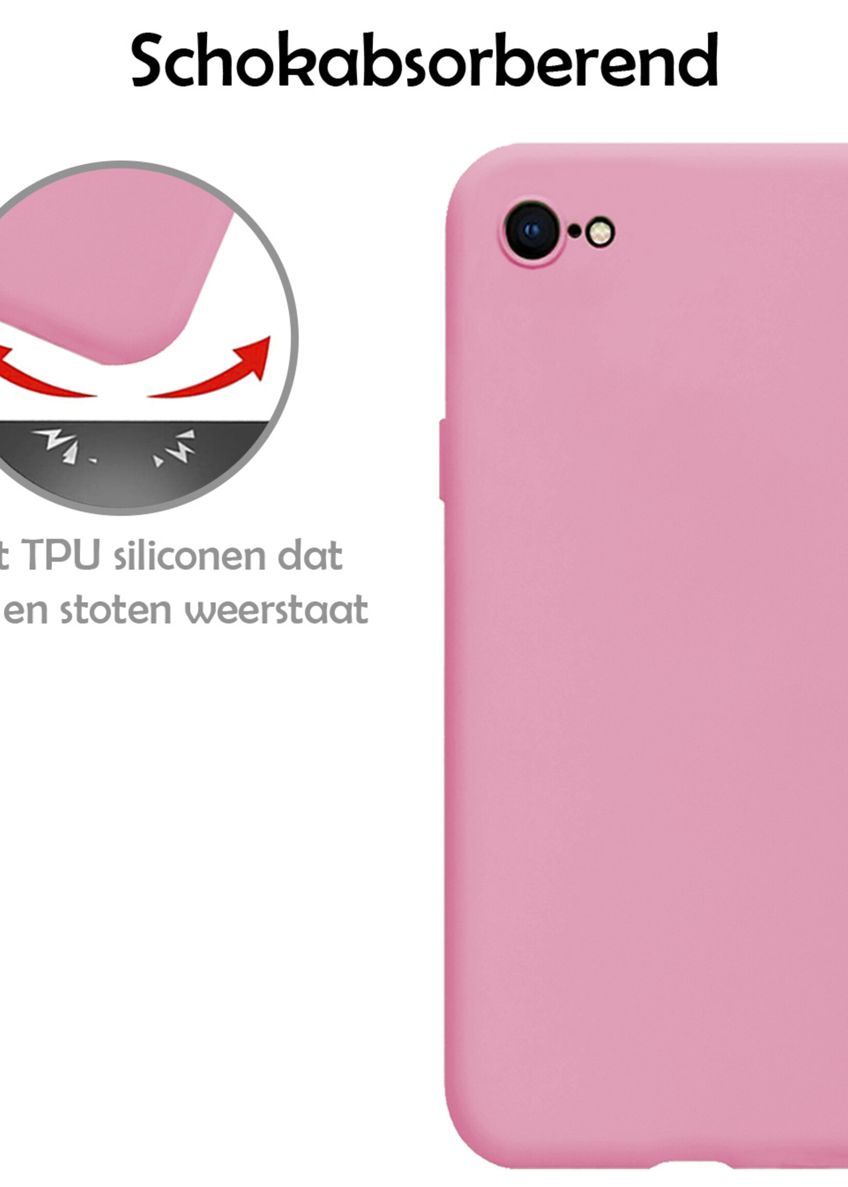 LUQ Hoesje Geschikt voor iPhone SE 2022 Hoesje Siliconen Case - Hoes Geschikt voor iPhone SE (2022) Hoes Siliconen - Donkerroze