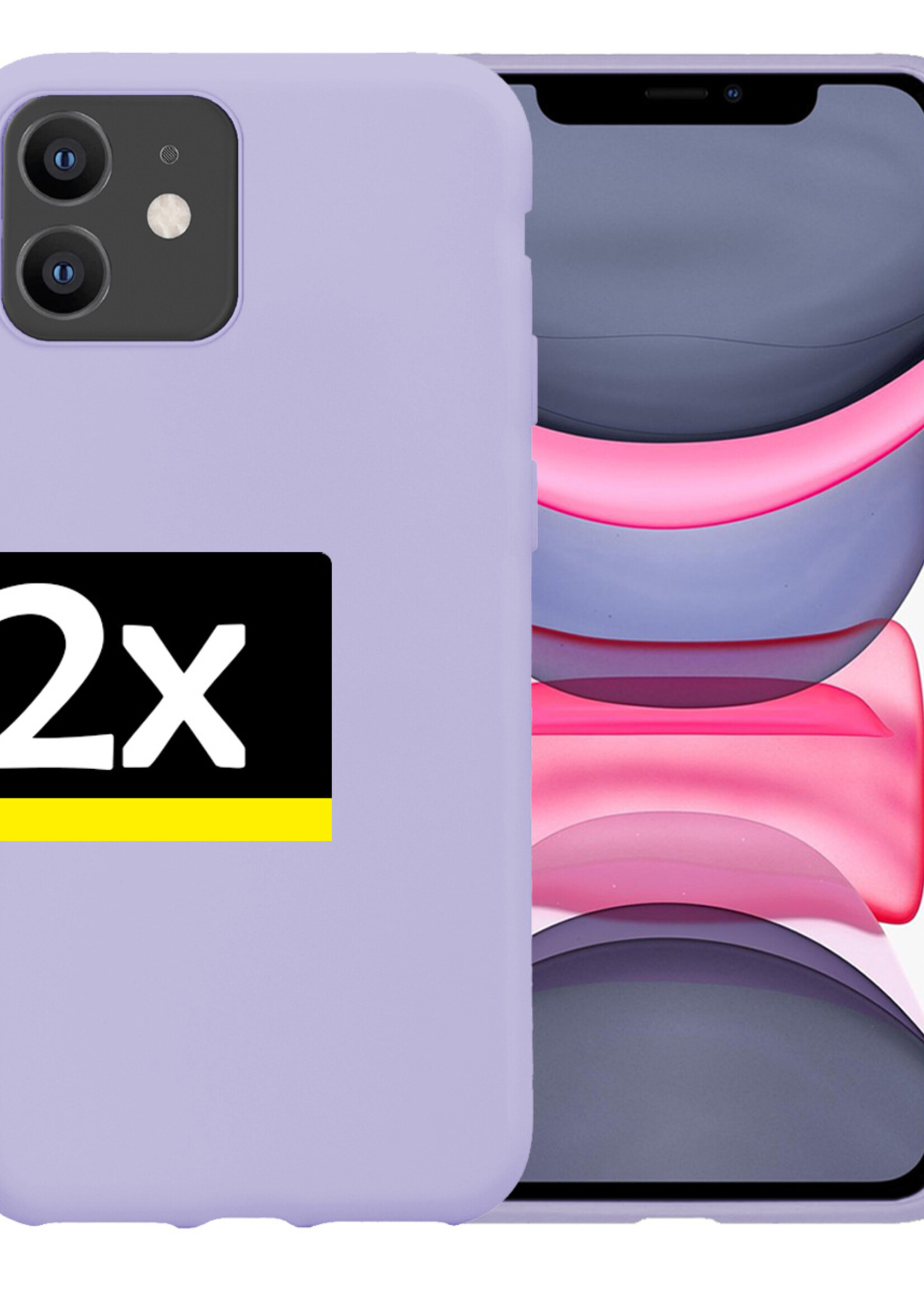 LUQ Hoesje Geschikt voor iPhone 11 Pro Max Hoesje Siliconen Case - Hoes Geschikt voor iPhone 11 Pro Max Hoes Siliconen - Lila - 2 Stuks