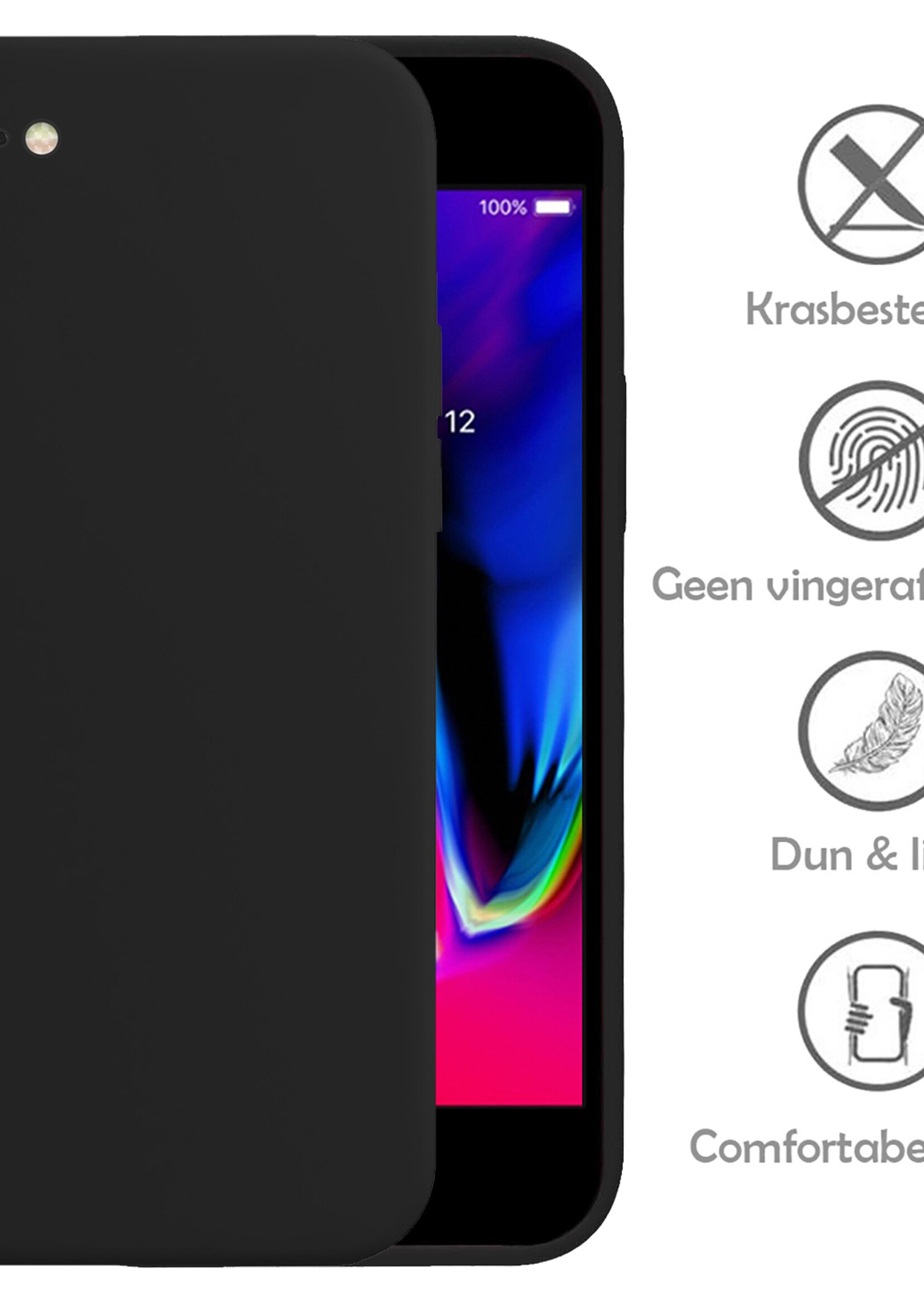 LUQ Hoesje Geschikt voor iPhone 6 Hoesje Siliconen Case - Hoes Geschikt voor iPhone 6 Hoes Siliconen - Zwart - 2 Stuks