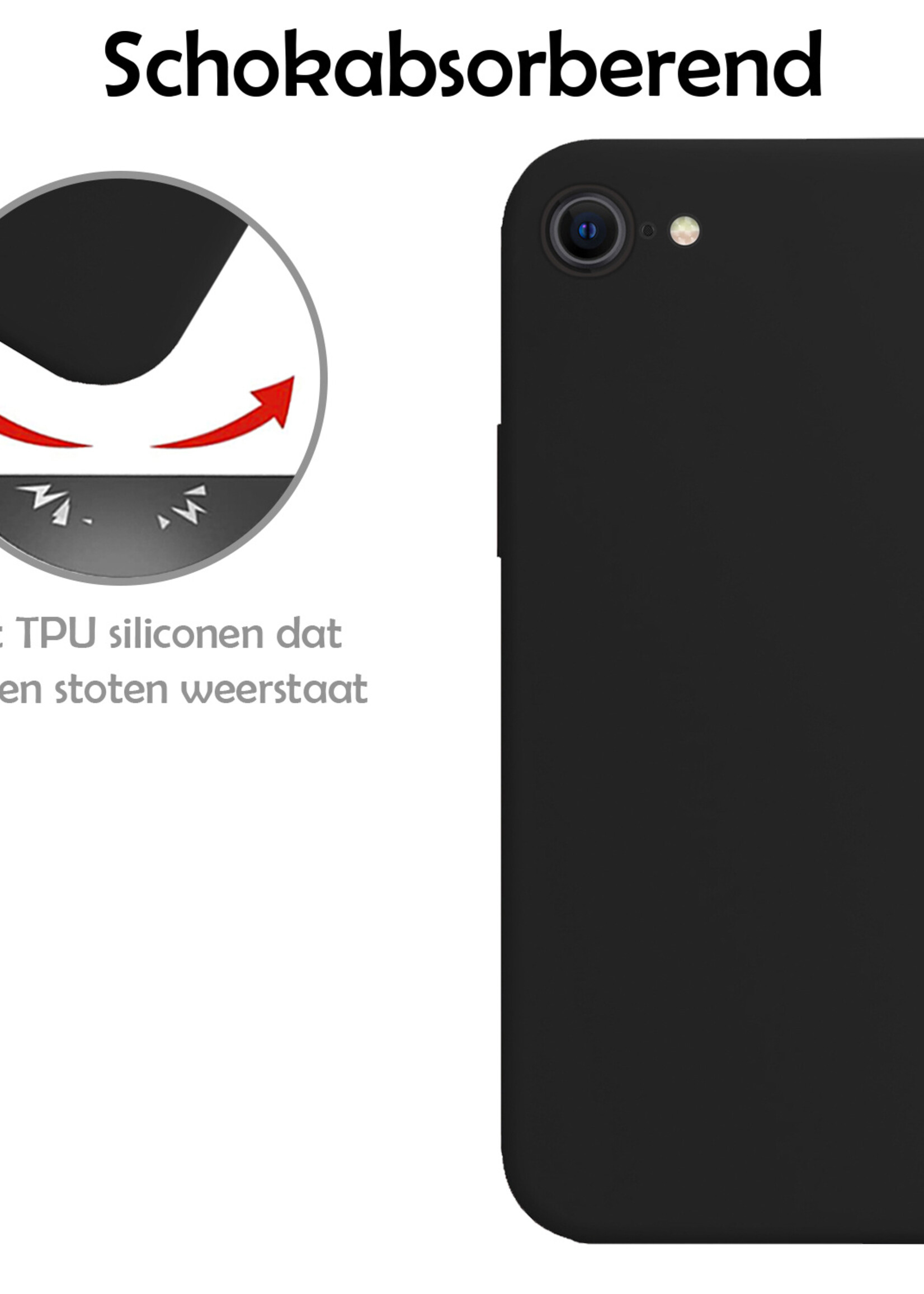 LUQ Hoesje Geschikt voor iPhone 6 Hoesje Siliconen Case - Hoes Geschikt voor iPhone 6 Hoes Siliconen - Zwart - 2 Stuks