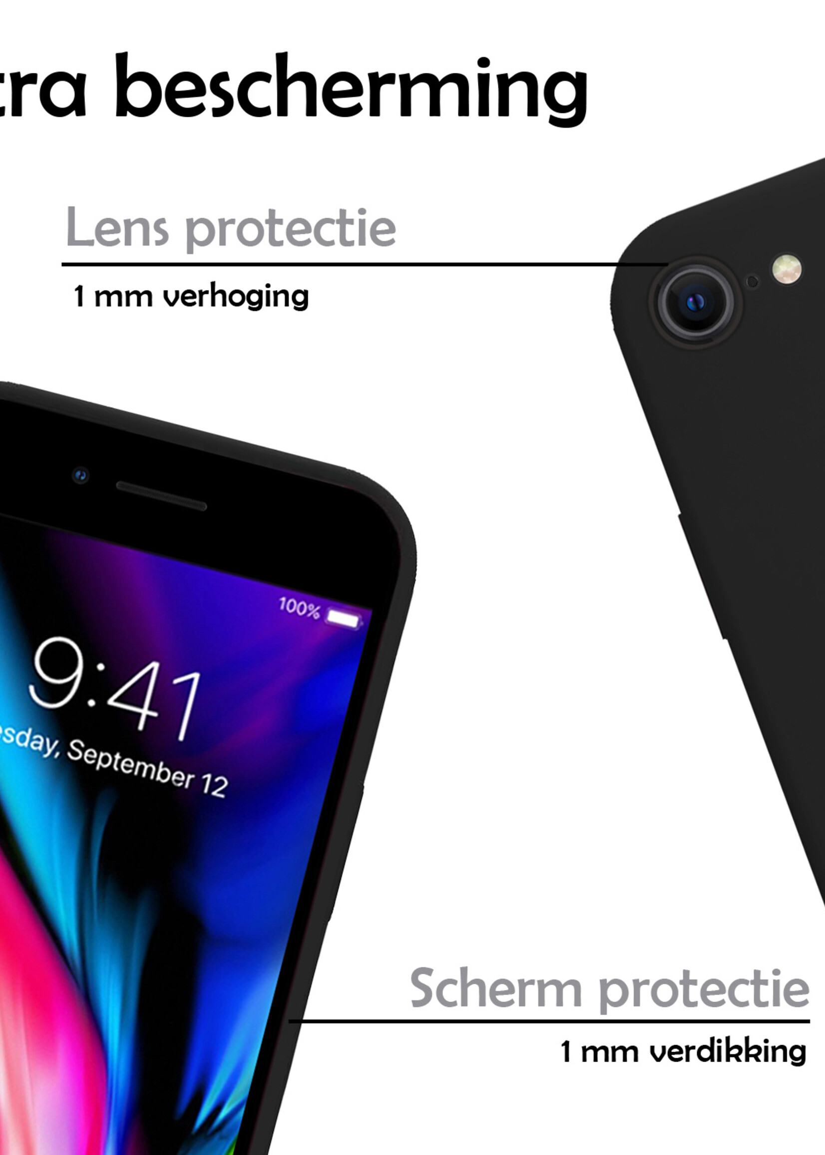 LUQ Hoesje Geschikt voor iPhone 7 Plus Hoesje Siliconen Case - Hoes Geschikt voor iPhone 7 Plus Hoes Siliconen - Zwart - 2 Stuks
