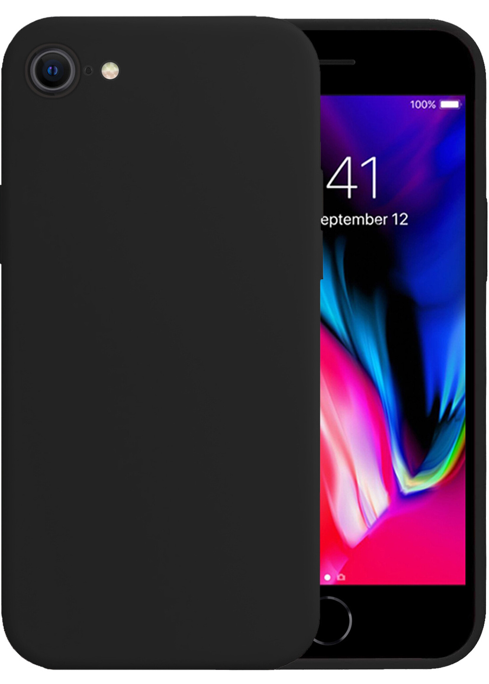 LUQ Hoesje Geschikt voor iPhone 8 Plus Hoesje Siliconen Case - Hoes Geschikt voor iPhone 8 Plus Hoes Siliconen - Zwart