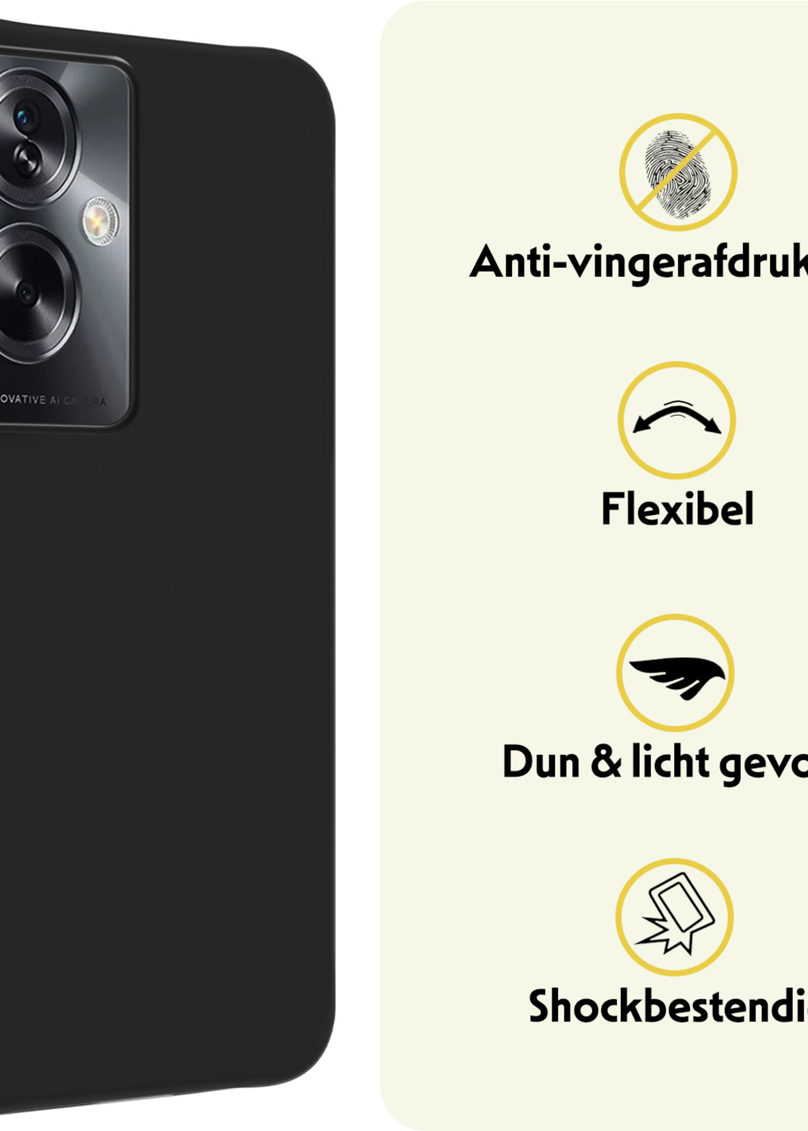 LUQ Hoesje Geschikt voor OPPO A79 Hoesje Siliconen Case - Hoes Geschikt voor OPPO A79 Hoes Siliconen - Zwart