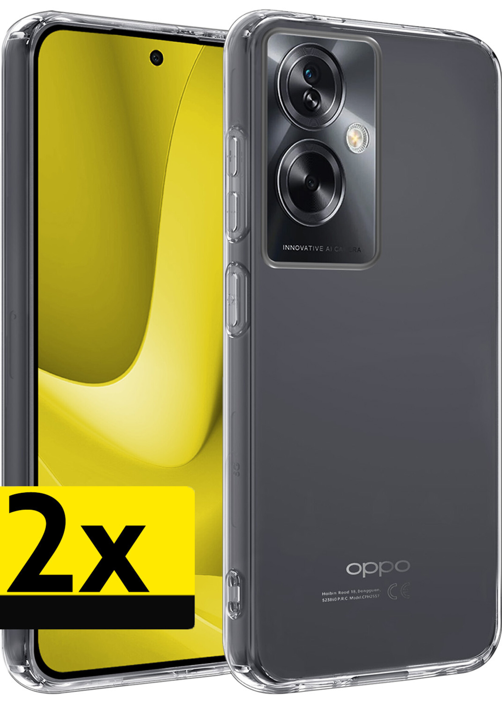 LUQ Hoesje Geschikt voor OPPO A79 Hoesje Siliconen Case - Hoes Geschikt voor OPPO A79 Hoes Siliconen - Transparant - 2 Stuks