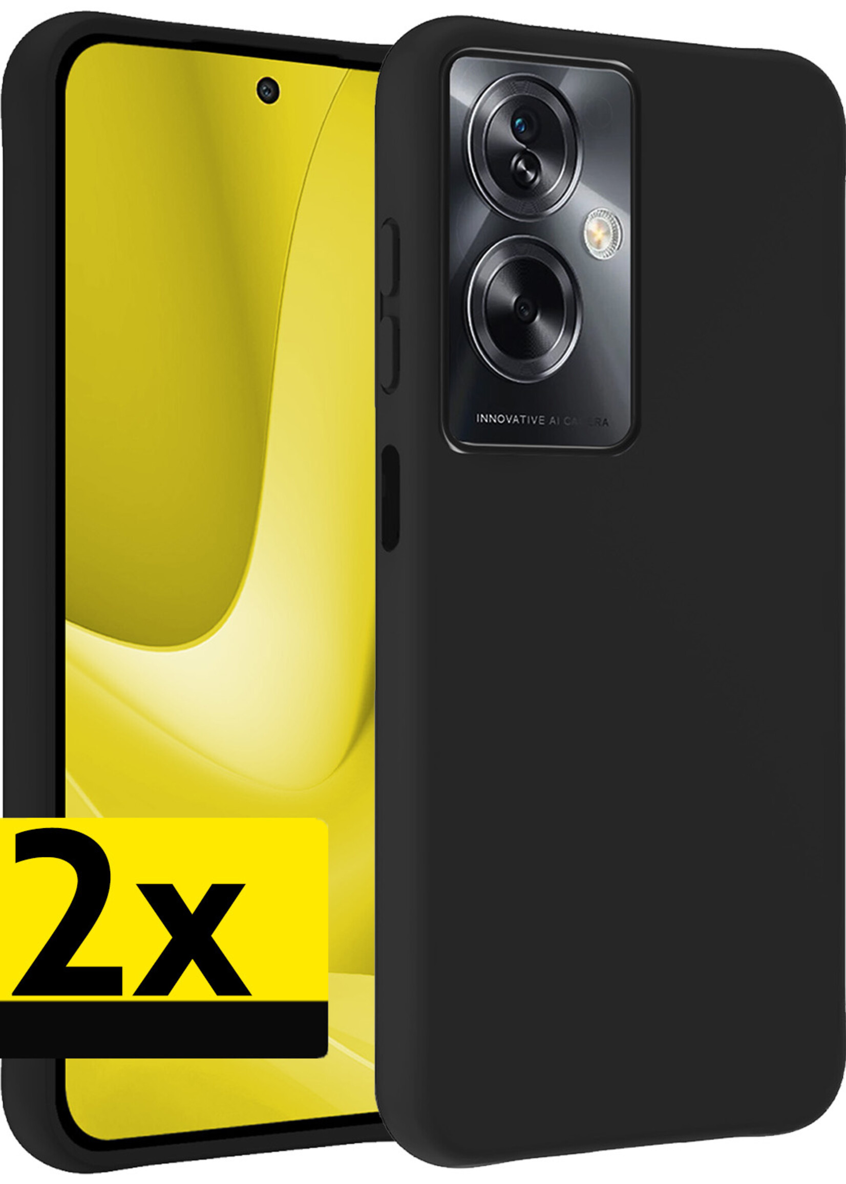 LUQ Hoesje Geschikt voor OPPO A79 Hoesje Siliconen Case - Hoes Geschikt voor OPPO A79 Hoes Siliconen - Zwart - 2 Stuks