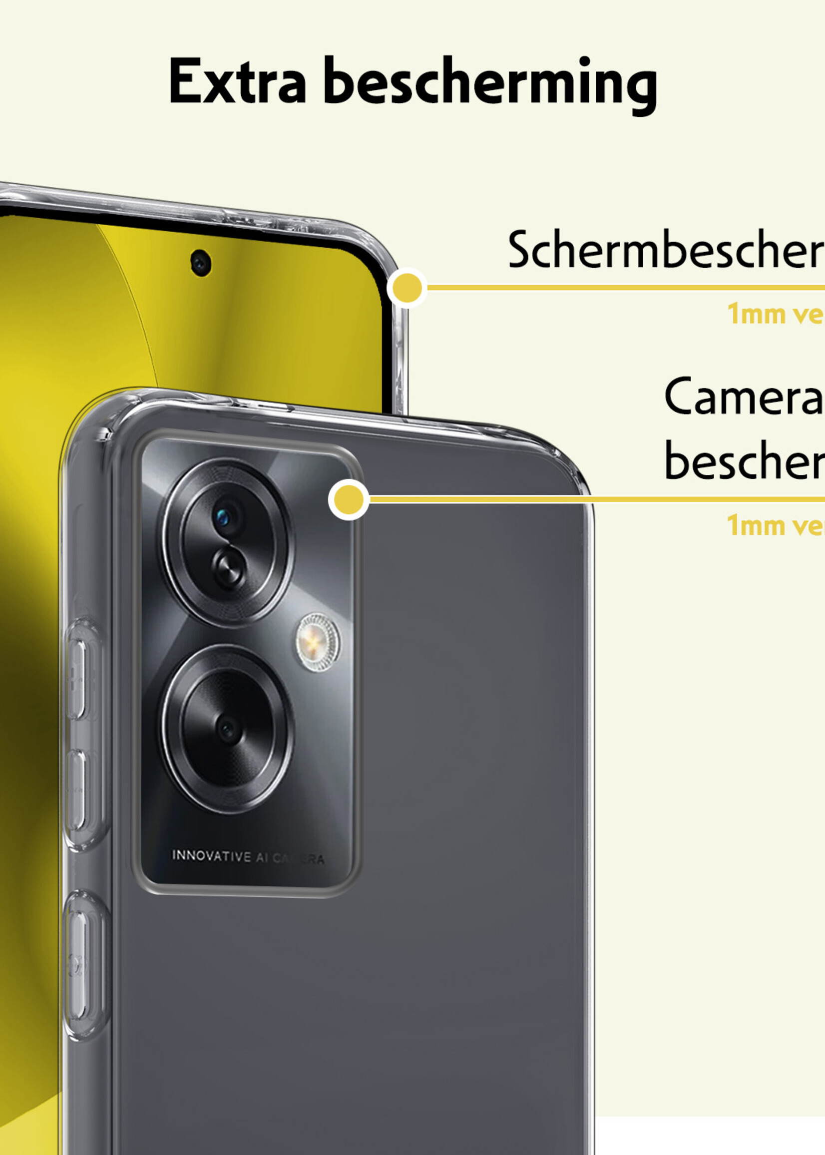 LUQ Hoesje Geschikt voor OPPO A79 Hoesje Siliconen Case Met Screenprotector - Hoes Geschikt voor OPPO A79 Hoes Siliconen - Transparant