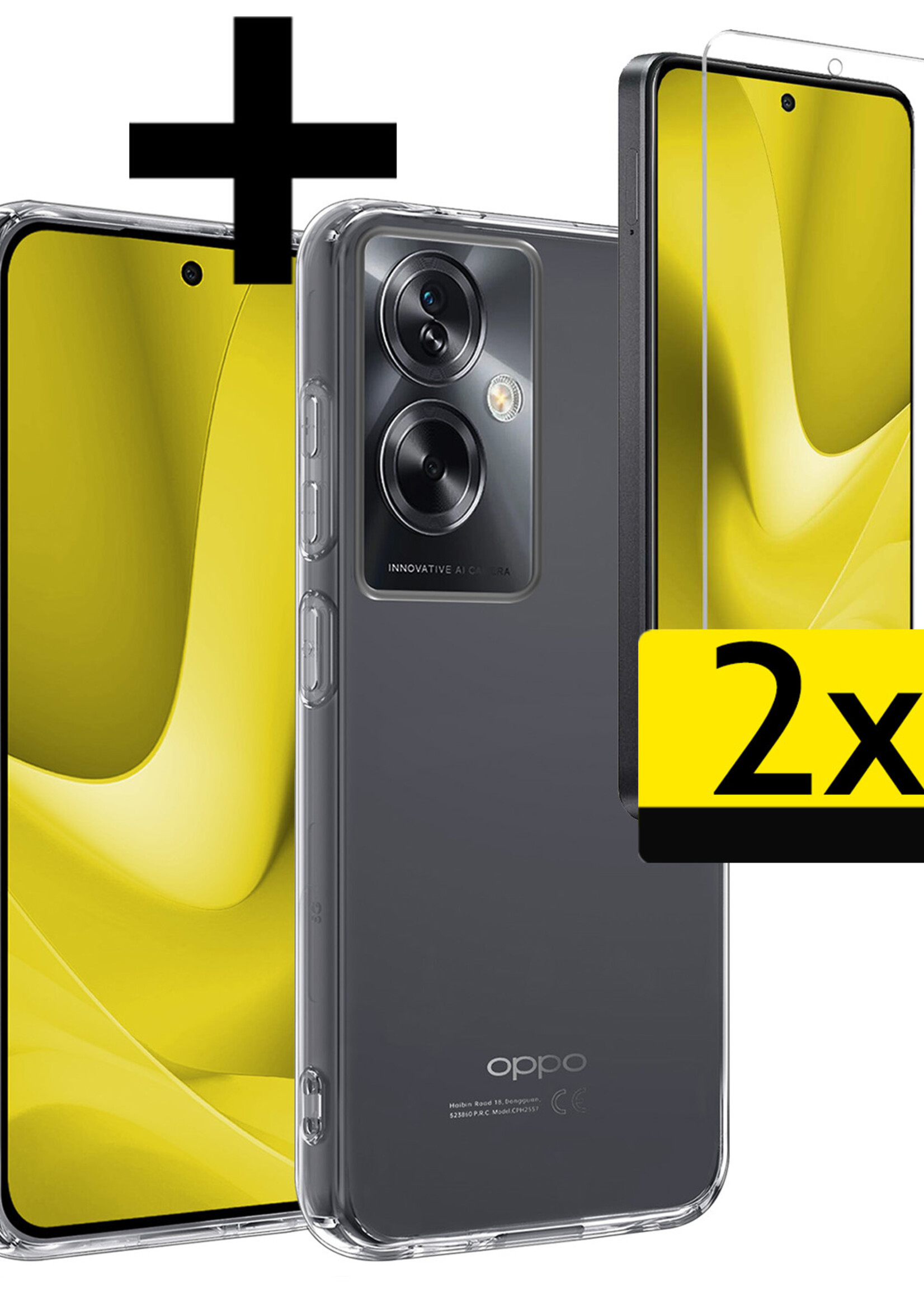 LUQ Hoesje Geschikt voor OPPO A79 Hoesje Siliconen Case Met 2x Screenprotector - Hoes Geschikt voor OPPO A79 Hoes Siliconen - Transparant