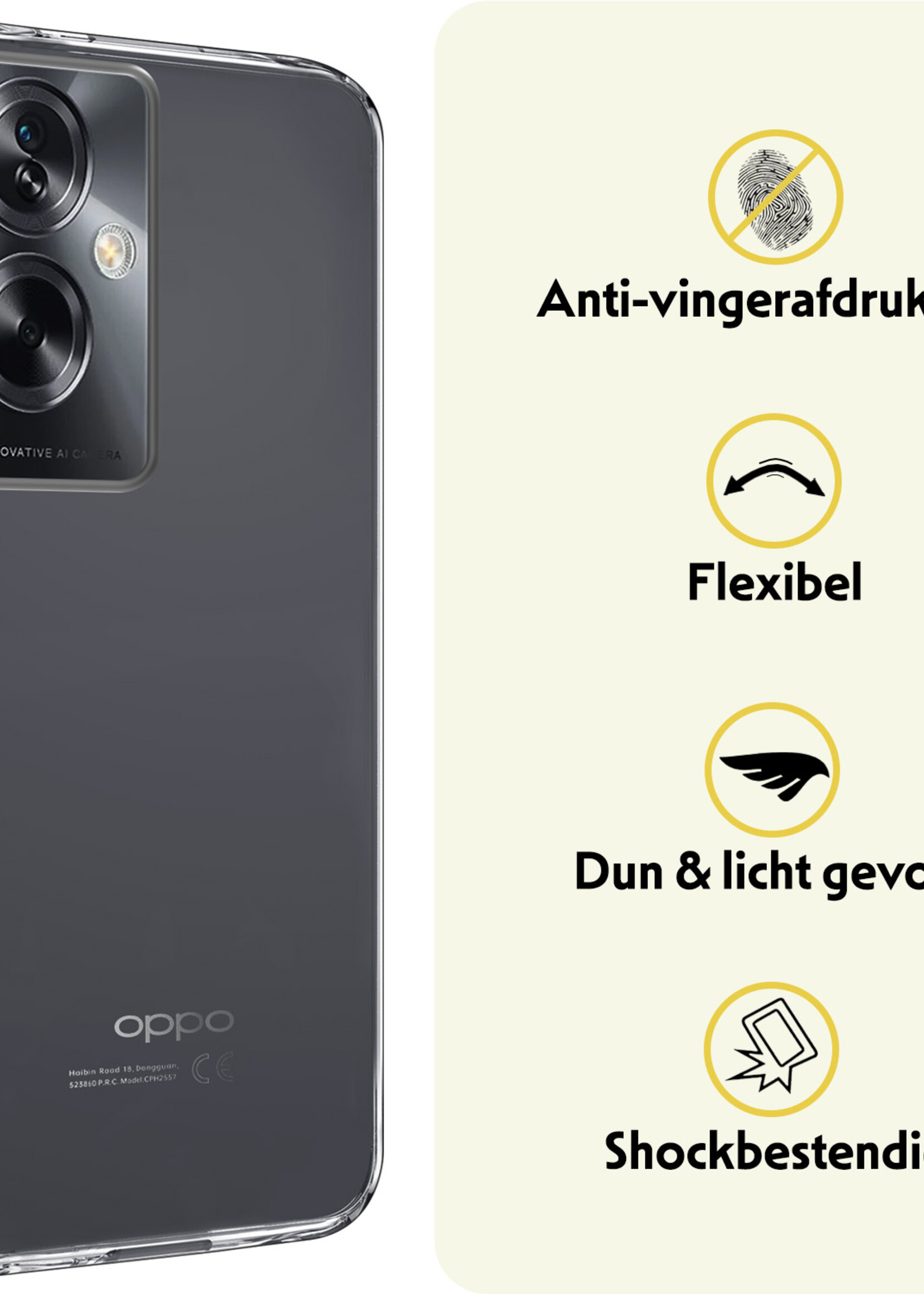 LUQ Hoesje Geschikt voor OPPO A79 Hoesje Siliconen Case Met 2x Screenprotector - Hoes Geschikt voor OPPO A79 Hoes Siliconen - Transparant