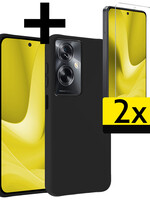 LUQ LUQ OPPO A79 Hoesje Siliconen Met 2x Screenprotector - Zwart