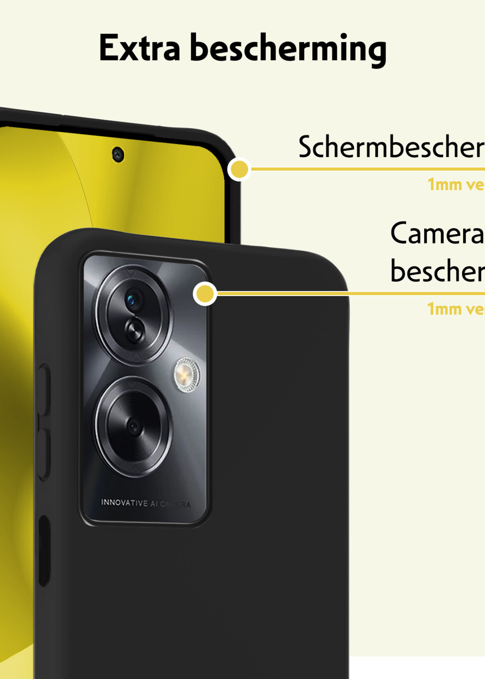 LUQ Hoesje Geschikt voor OPPO A79 Hoesje Siliconen Case Met 2x Screenprotector - Hoes Geschikt voor OPPO A79 Hoes Siliconen - Zwart