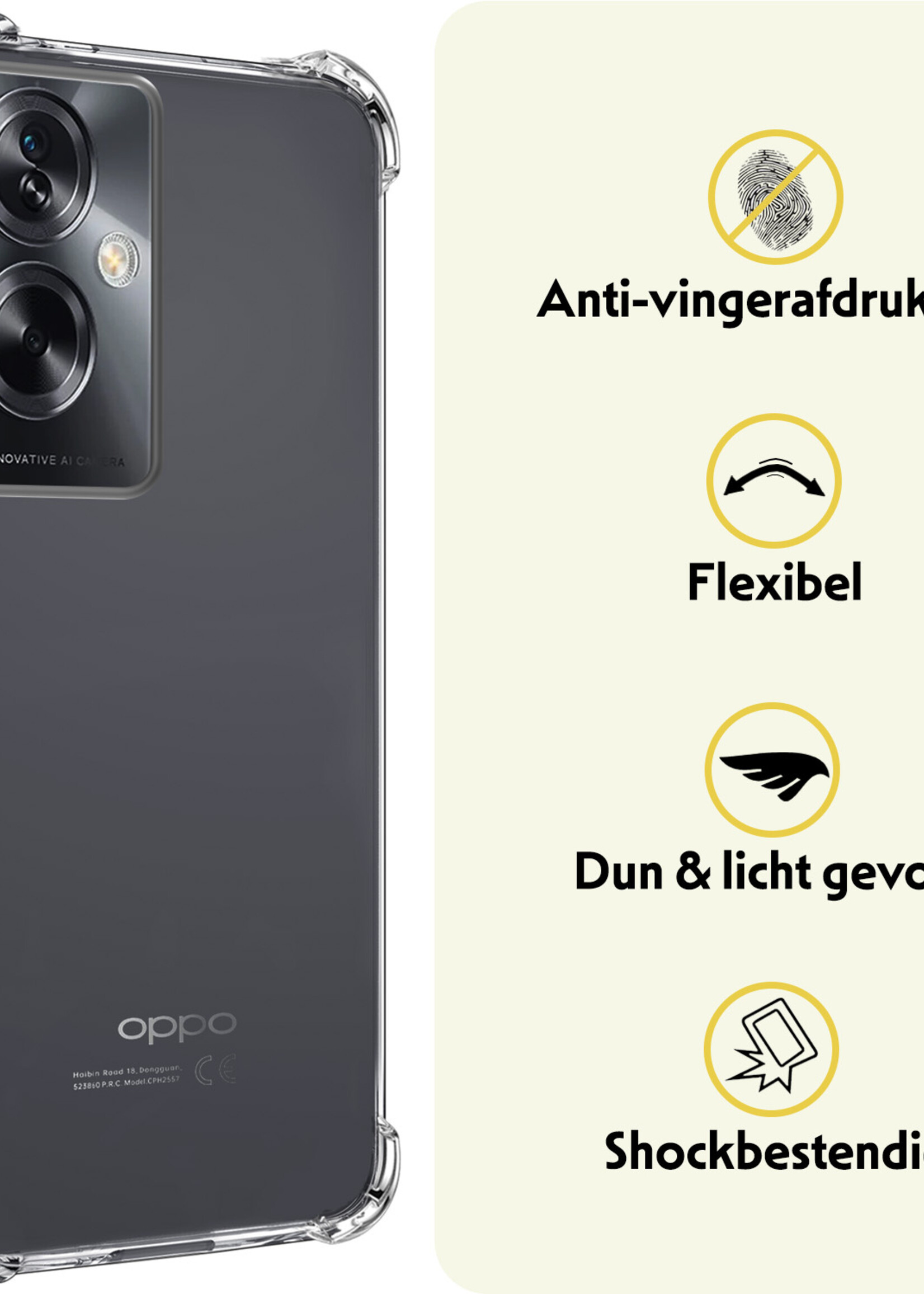 LUQ Hoesje Geschikt voor OPPO A79 Hoesje Shockproof Case Siliconen Met Screenprotector - Hoes Geschikt voor OPPO A79 Hoes Cover Siliconen - Transparant