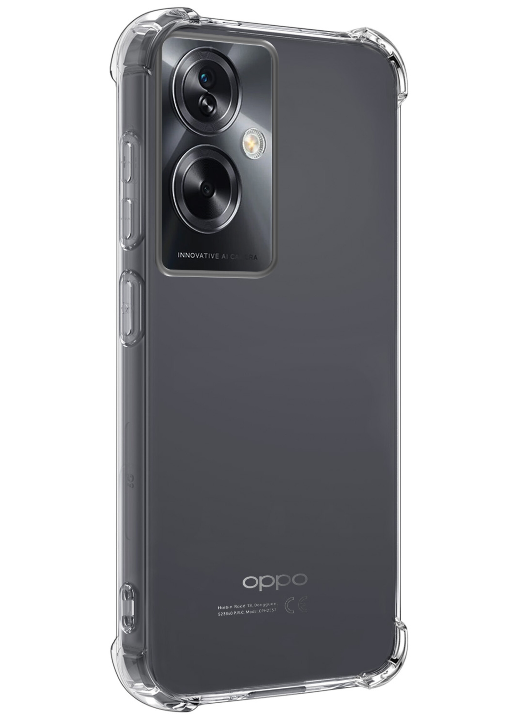 LUQ Hoesje Geschikt voor OPPO A79 Hoesje Shockproof Case Siliconen Met Screenprotector - Hoes Geschikt voor OPPO A79 Hoes Cover Siliconen - Transparant