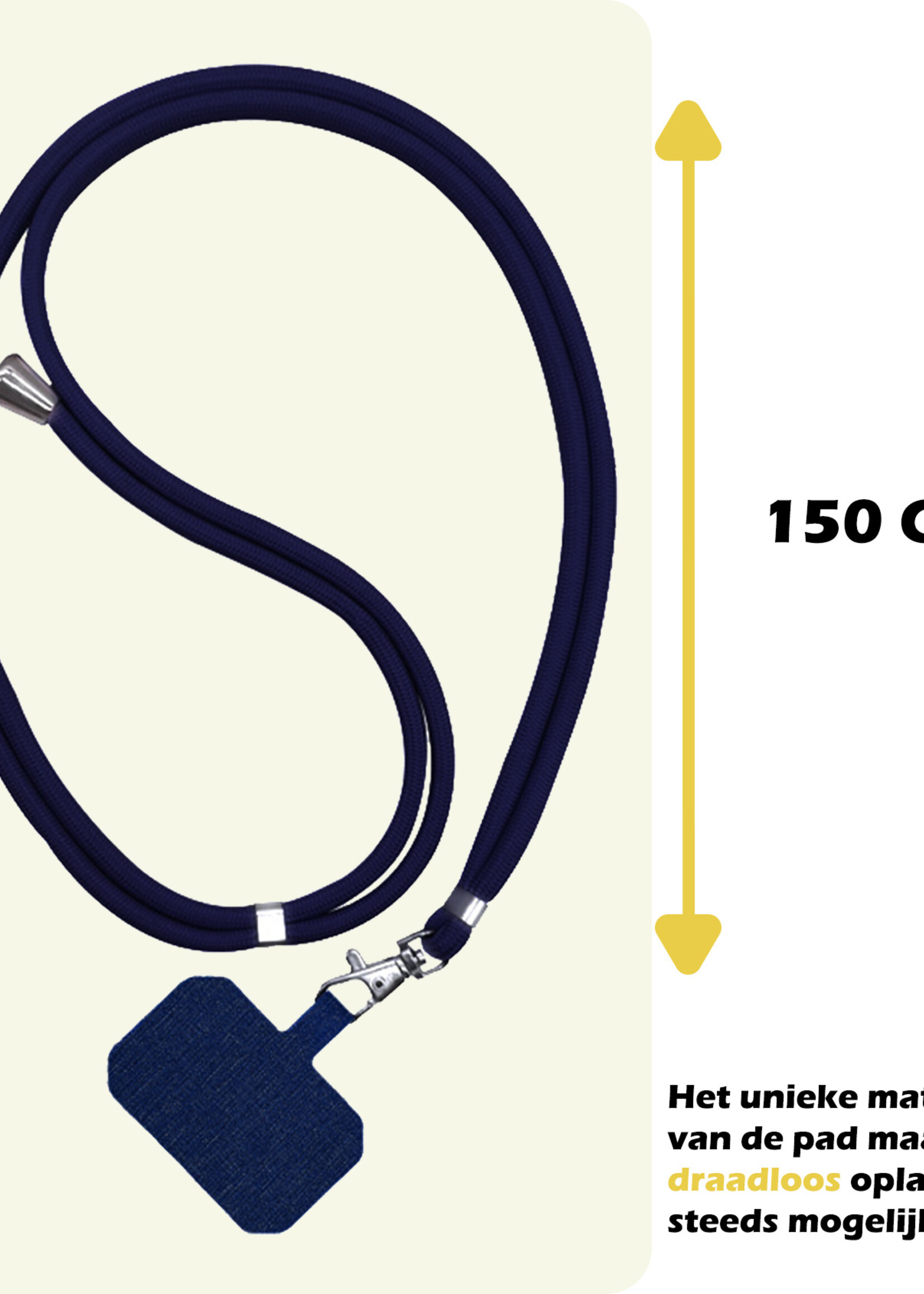 LUQ Telefoonkoord Universeel Telefoon Koord Telefoonketting Verstelbaar Telefoonkoorden 150 cm - Donkerblauw