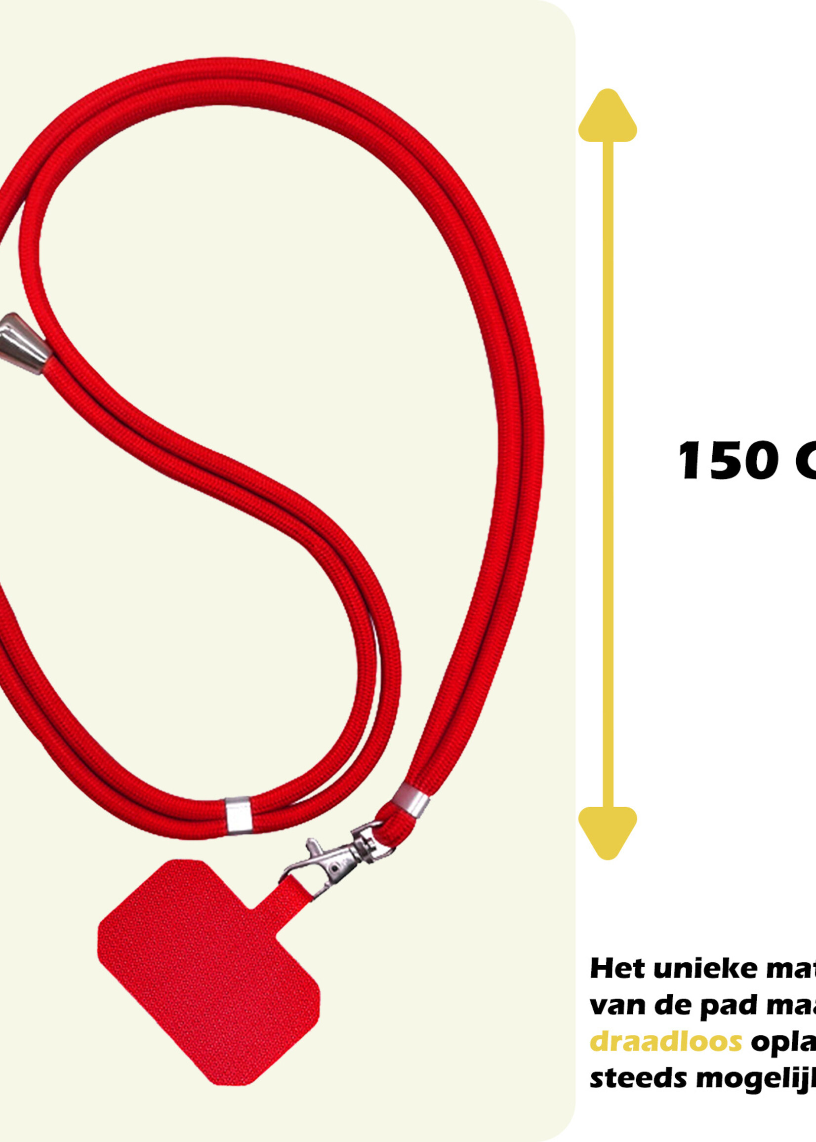 LUQ Telefoonkoord Universeel Telefoon Koord Telefoonketting Verstelbaar Telefoonkoorden 150 cm - Rood