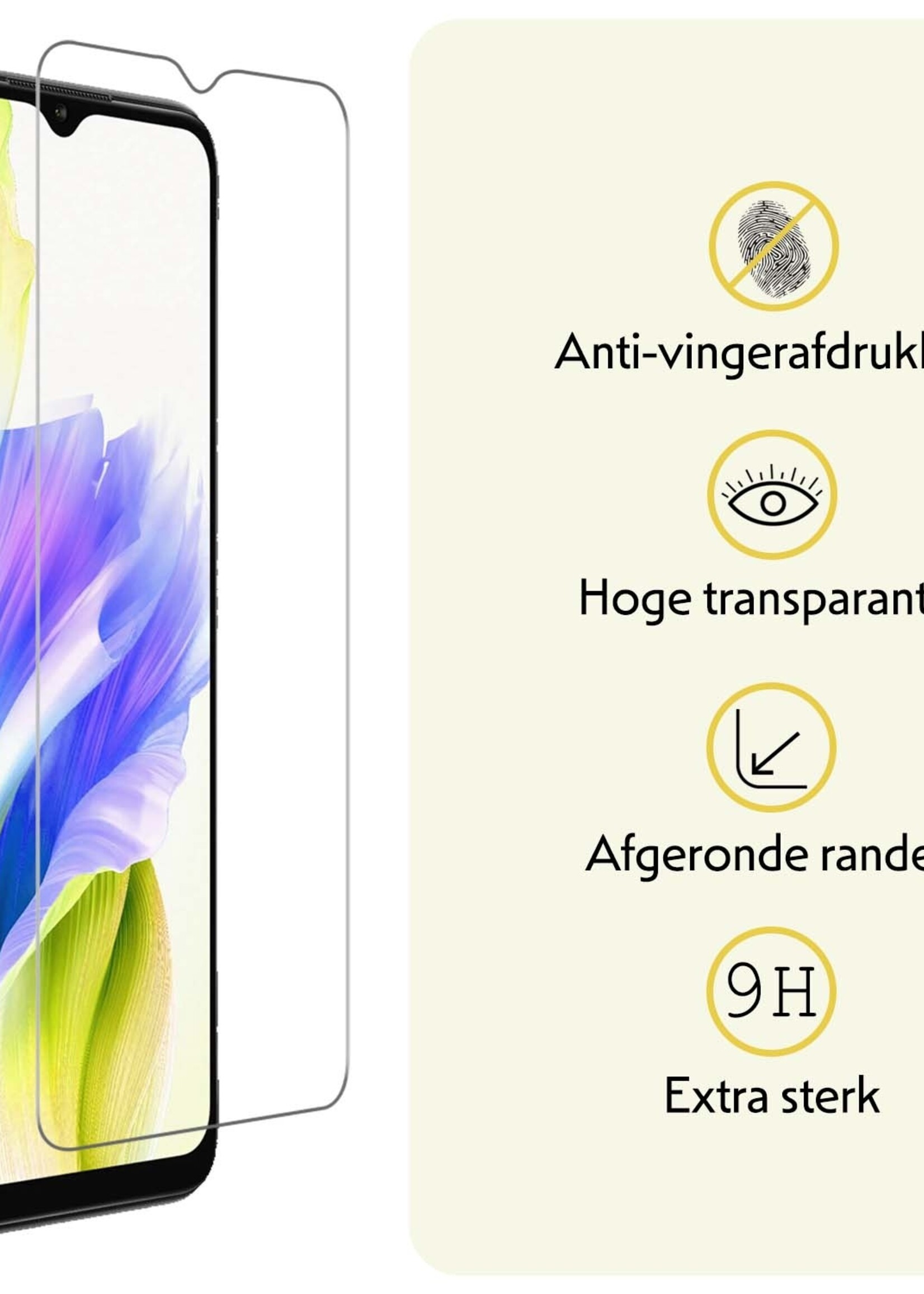 LUQ Screenprotector Geschikt voor OPPO A18 Screenprotector Beschermglas Gehard Glas - Screenprotector Geschikt voor OPPO A18 Screenprotector Glas - 2 Stuks