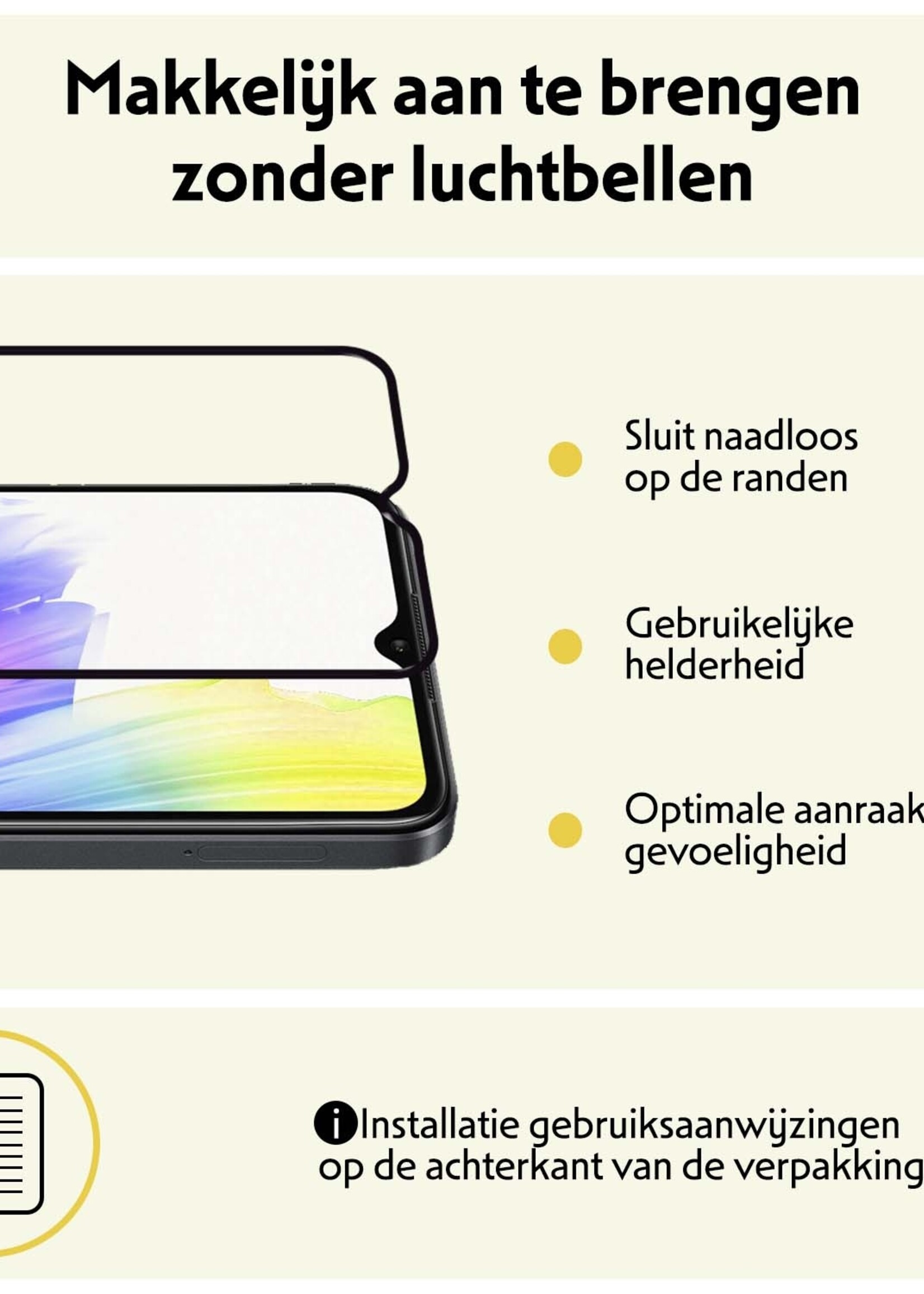 LUQ Screenprotector Geschikt voor OPPO A18 Screenprotector Glas Full Cover - Screenprotector Geschikt voor OPPO A18 Screenprotector Full Cover - 2 Stuks